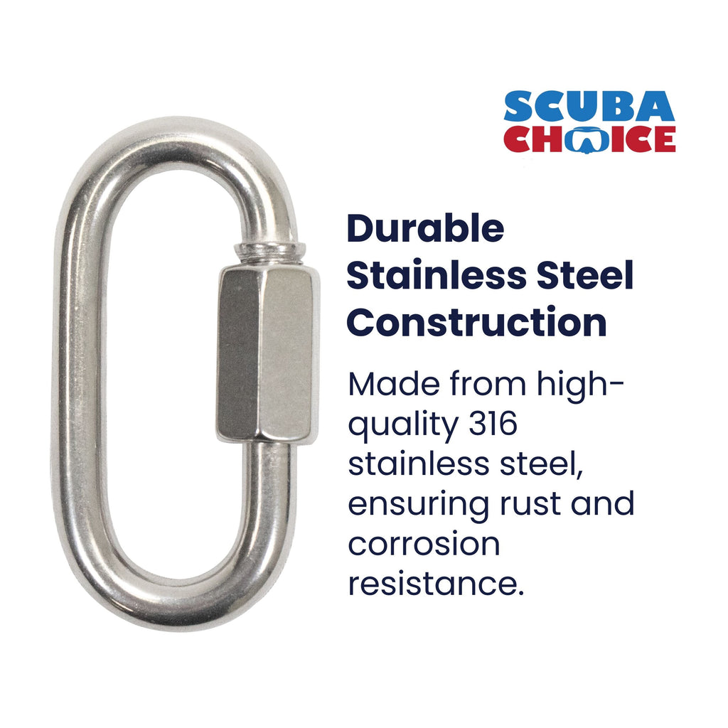 Scuba Choice 9cm SS Oval Quick Link Carabiner W/ Screw 13mm Opening