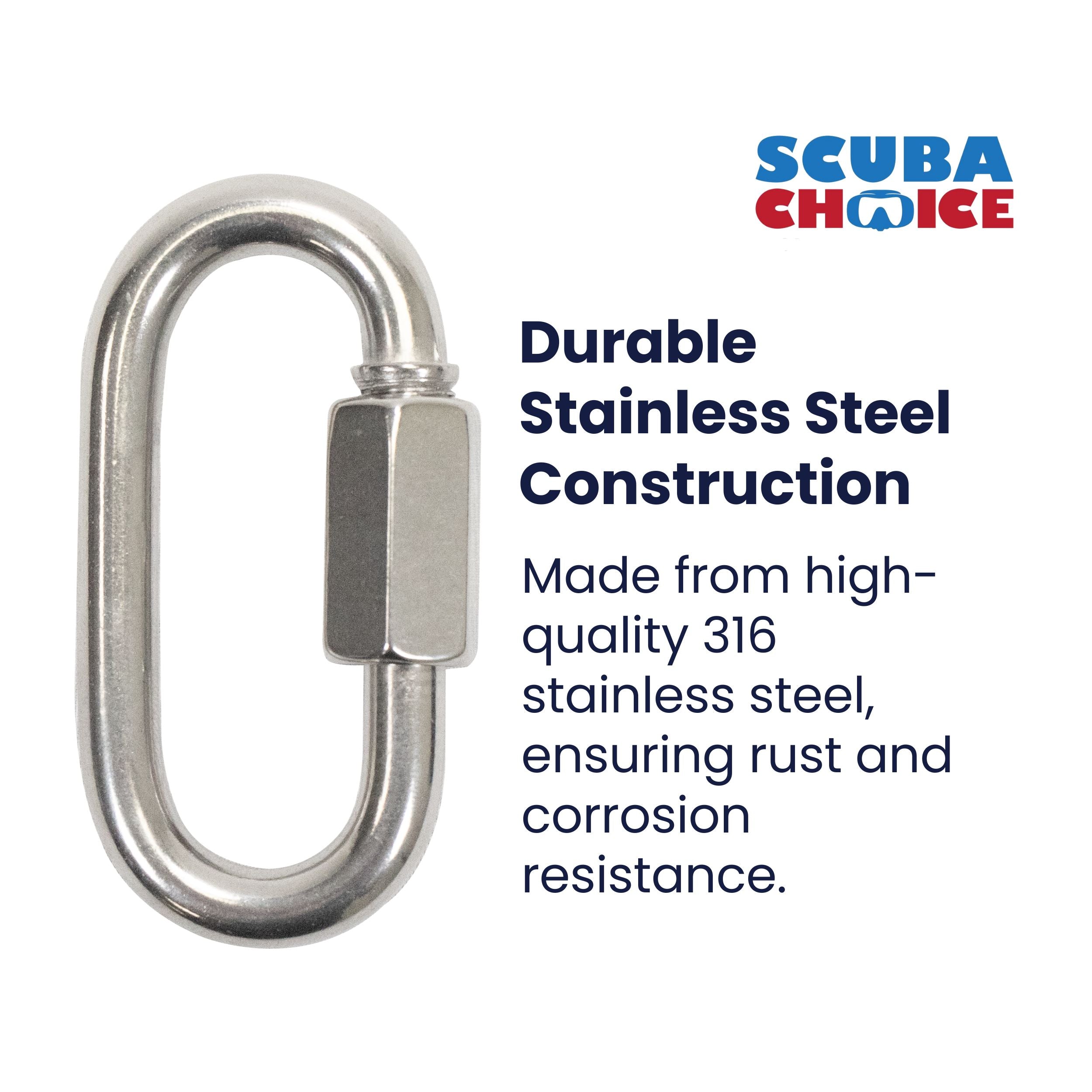 Scuba Choice 9cm SS Oval Quick Link Carabiner W/ Screw 13mm Opening