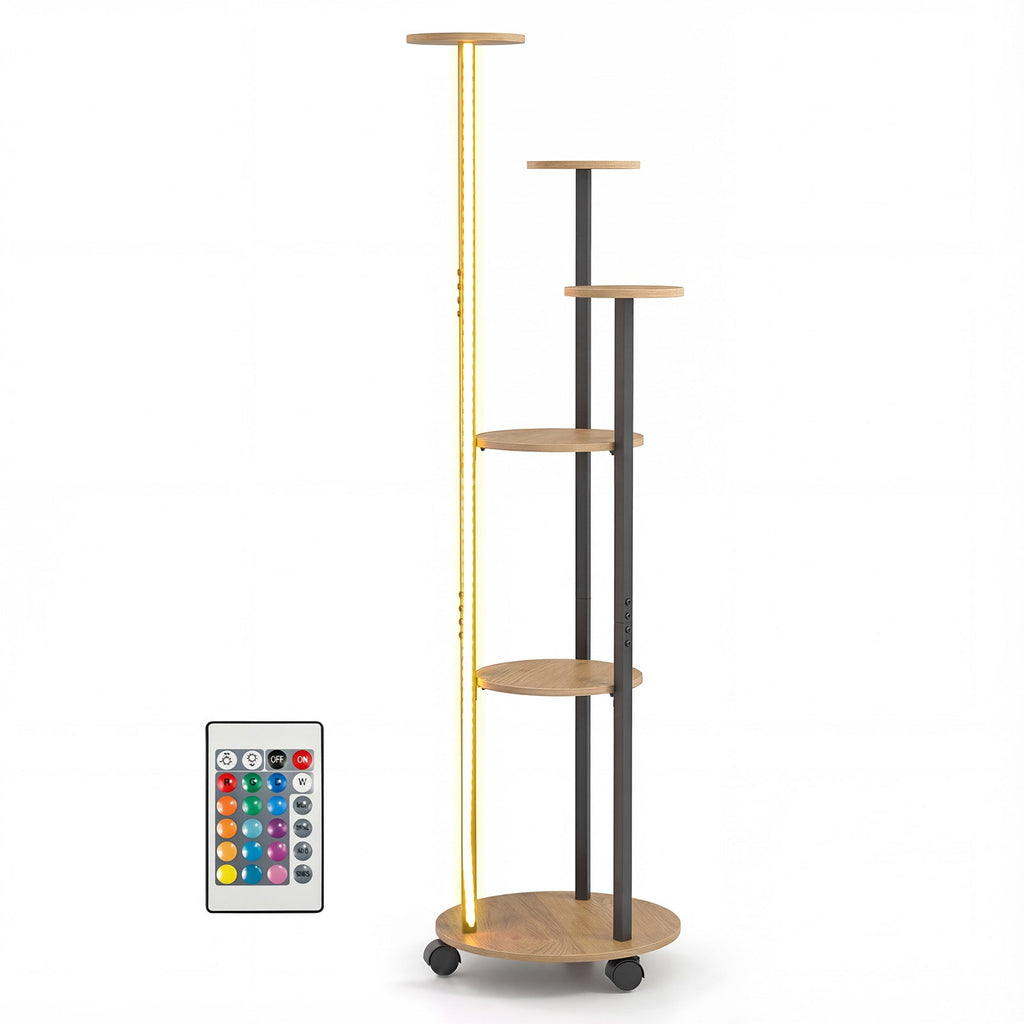 6-tier Plant Stand with RGB Light and Wheels 57inch Tall Indoor Display Shelf Flowerpot Holder