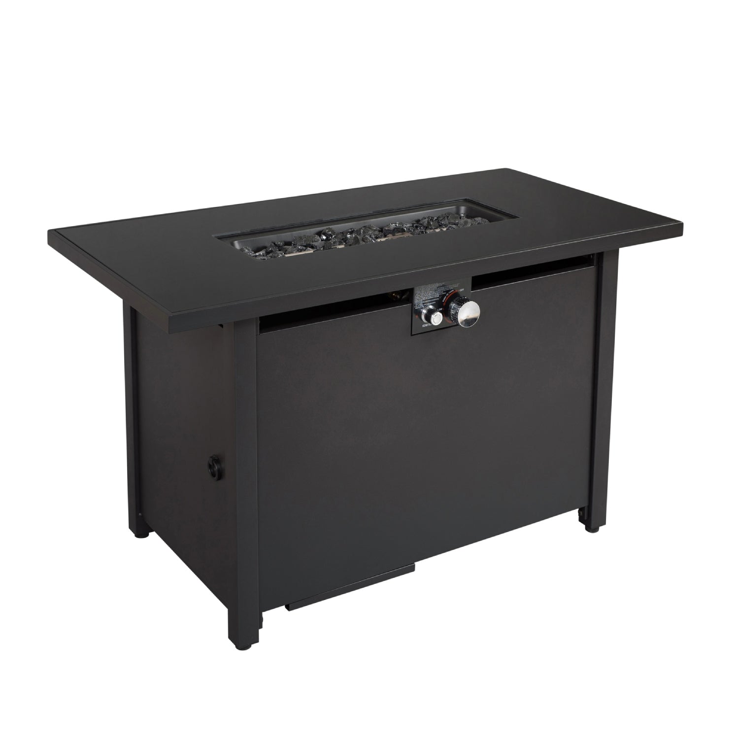 Contemporary Steel Outdoor Fire Pit Table with Lid, Black, 22x42 Inch