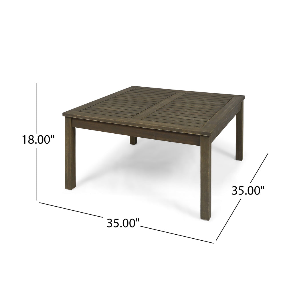 Outdoor Sectional Set Acacia Wood Dark Gray Cushion 6 Piece Seats 5