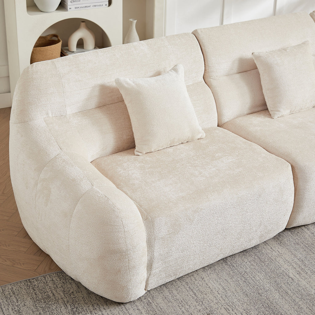 Sectional Sofa Curved Modular Chenille Beige 4 Seat 900 LB No Assembly