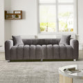 Sofa Modular Velvet Teddy Gray 3 Seat Metal Legs 87 In 750 LB