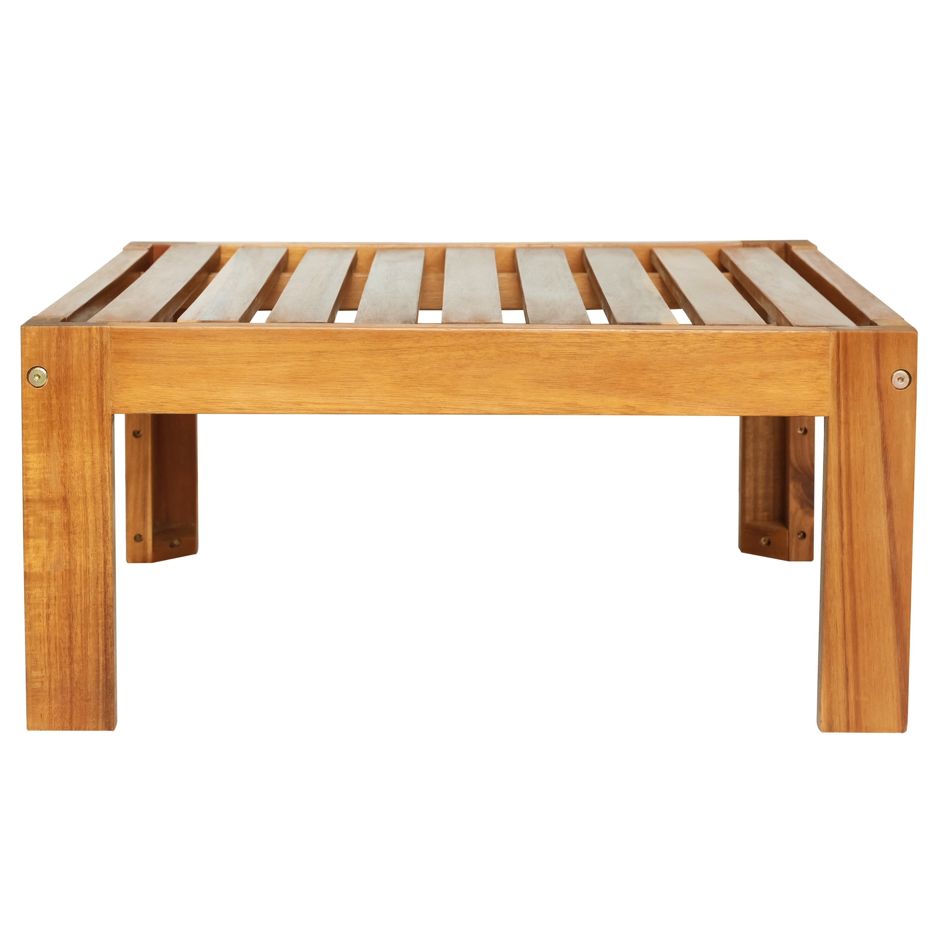 Outdoor Patio Sectional Set Acacia Wood Natural Blue Cushions 5 Piece