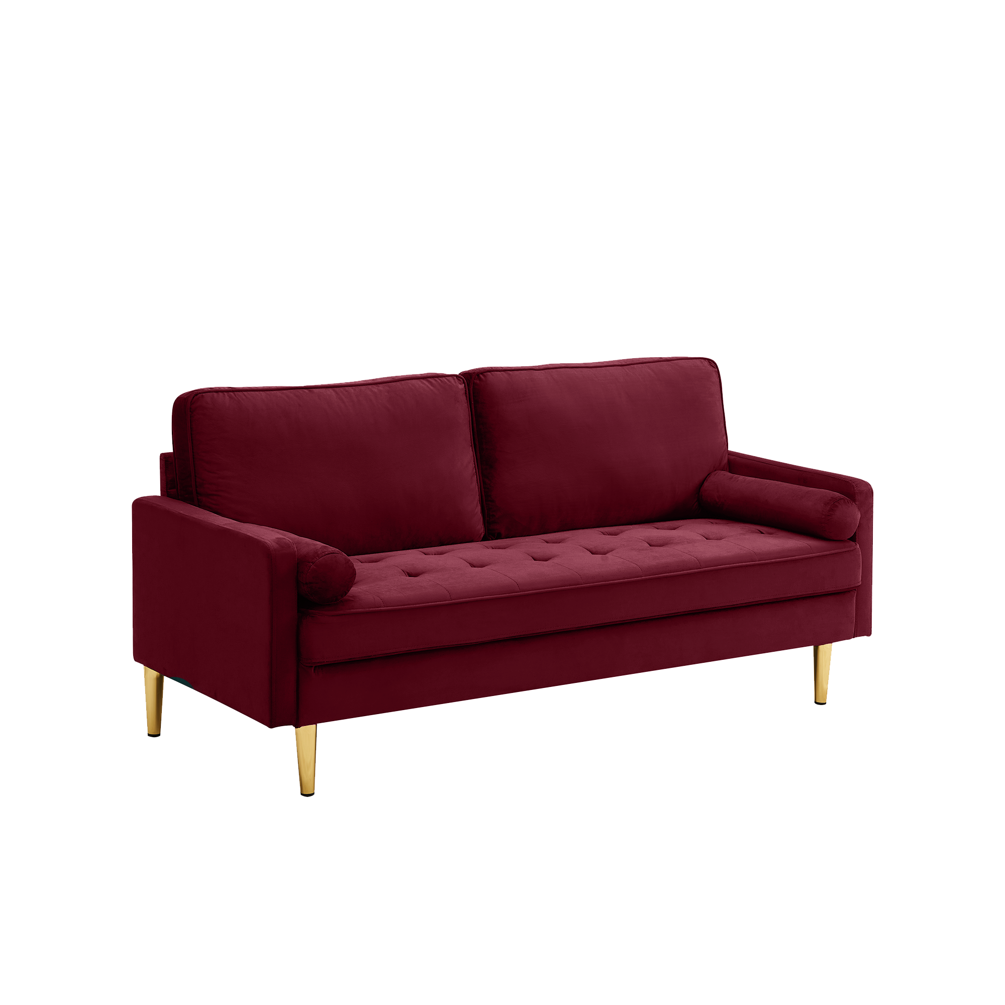 Sofa Minimalist Velvet Red Gold Metal Legs 2 Seat 65 In 800 LB