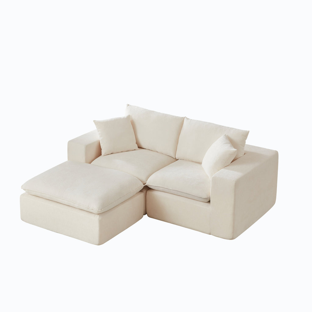 Sofa Cloud Modular Chenille White 2 Seat 79 In Sponge Particle Fill