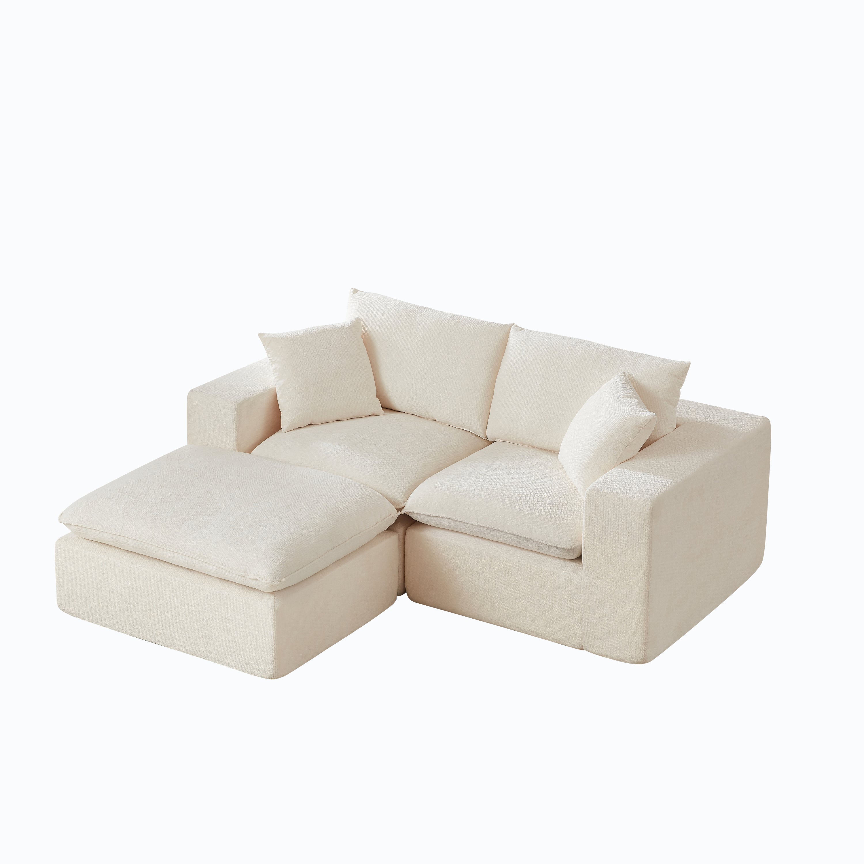 Sofa Cloud Modular Chenille White 2 Seat 79 In Sponge Particle Fill