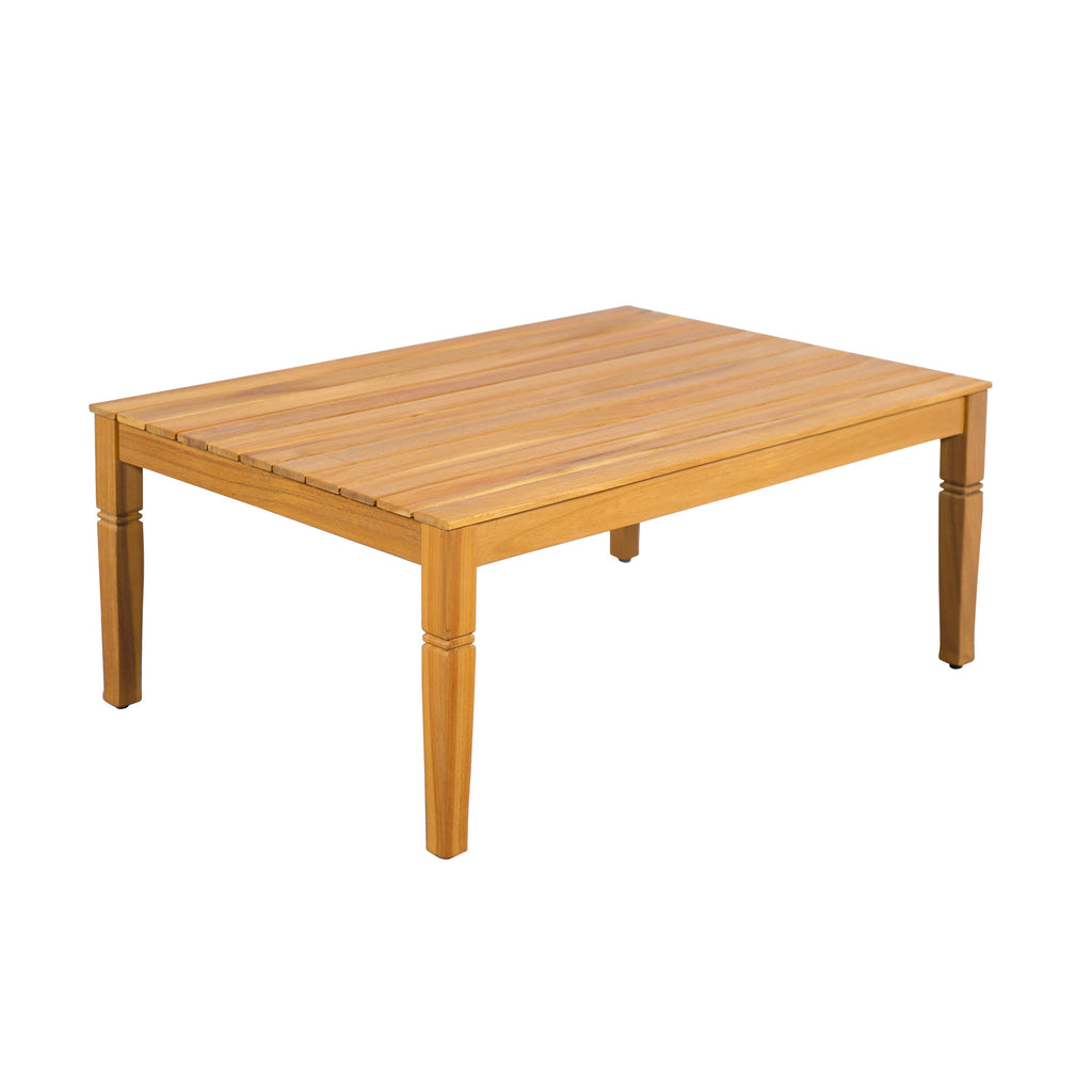 Outdoor Conversation Set Acacia Wood Teak Beige Cushion 4 Piece Seats 4