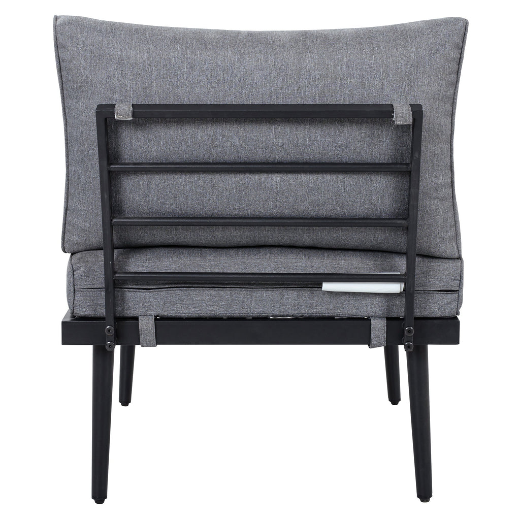 Outdoor Sectional Set Acacia Wood Steel Gray with Nesting Tables