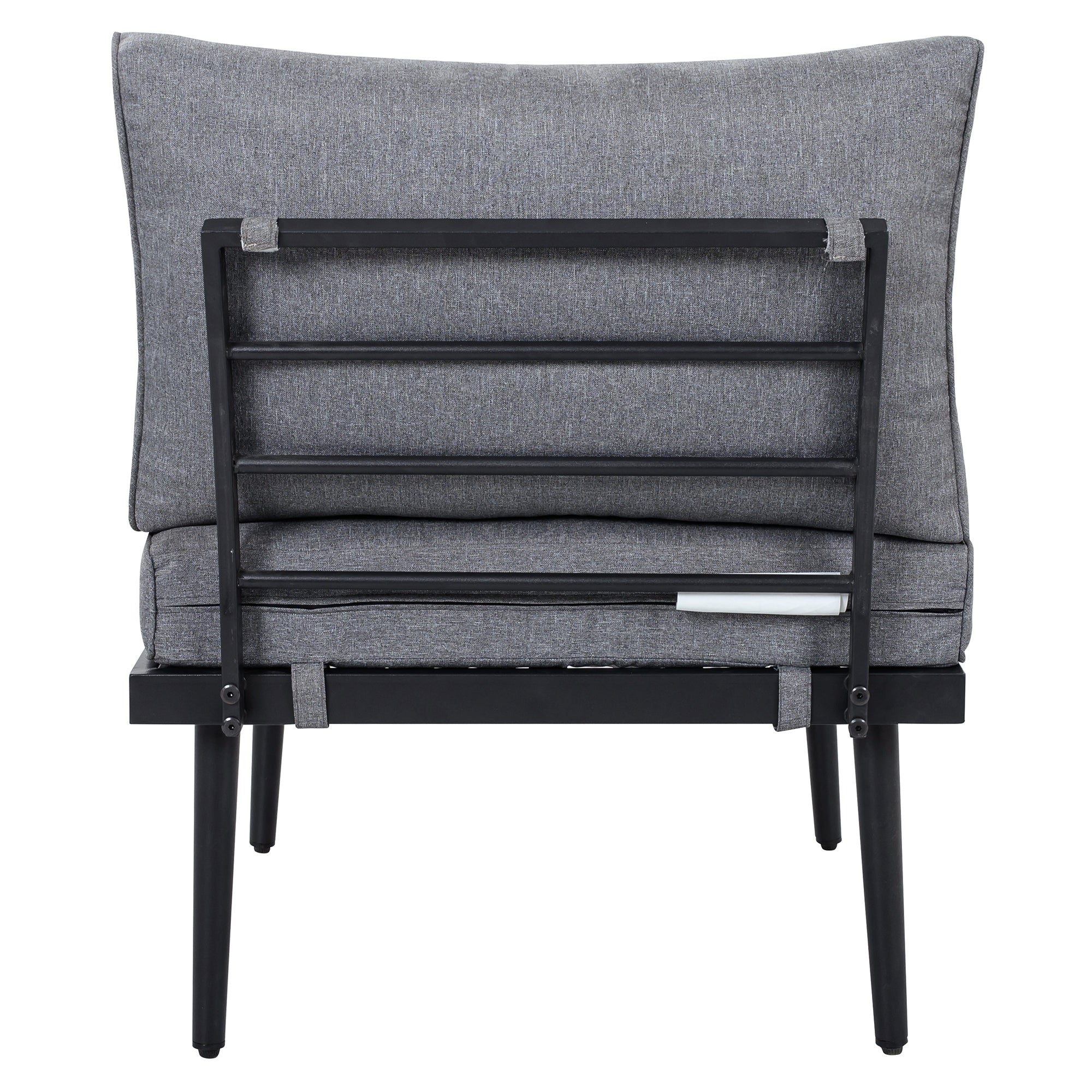 Outdoor Sectional Set Acacia Wood Steel Gray with Nesting Tables
