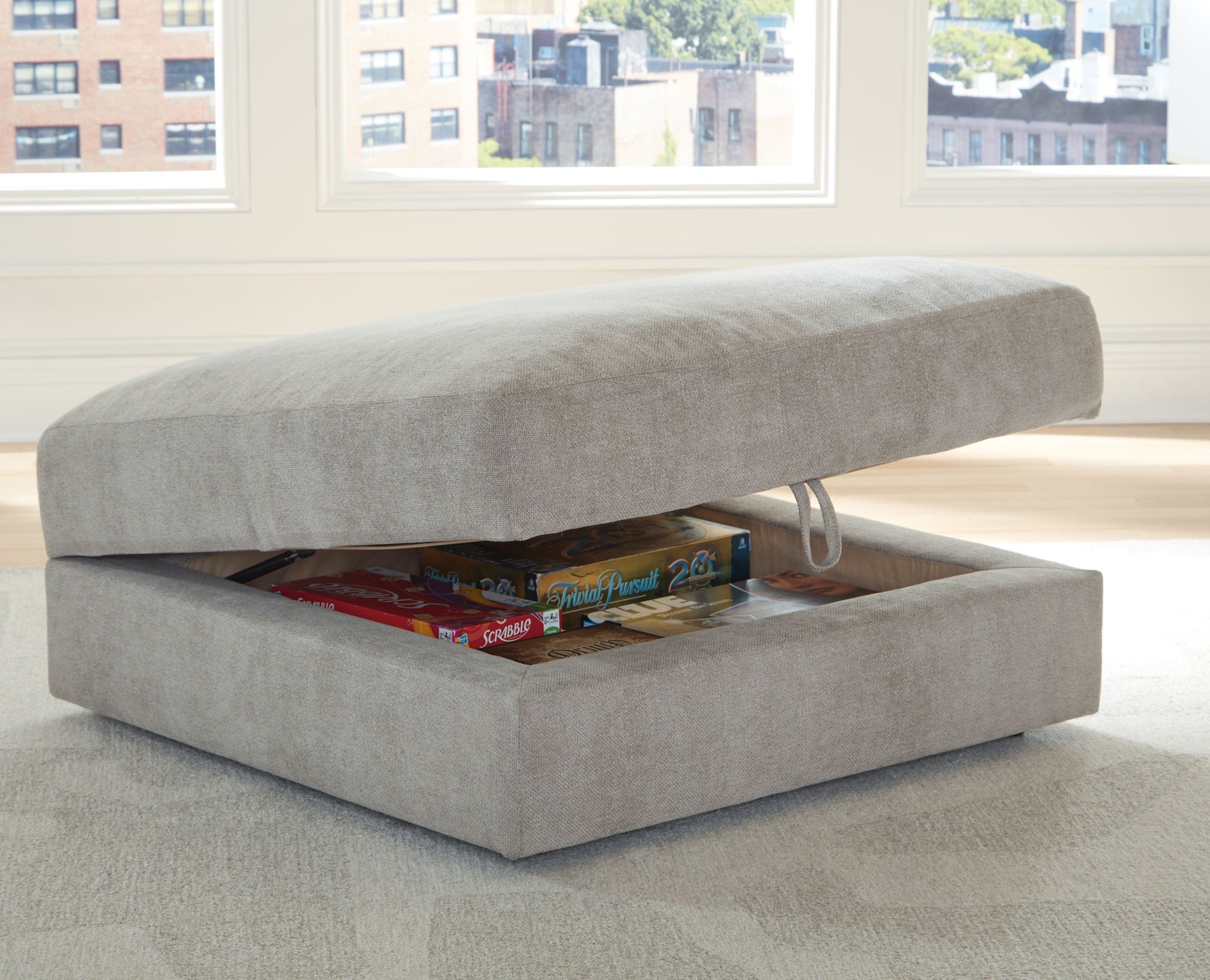 Aslan Court - Ottoman With Storage - Pebble