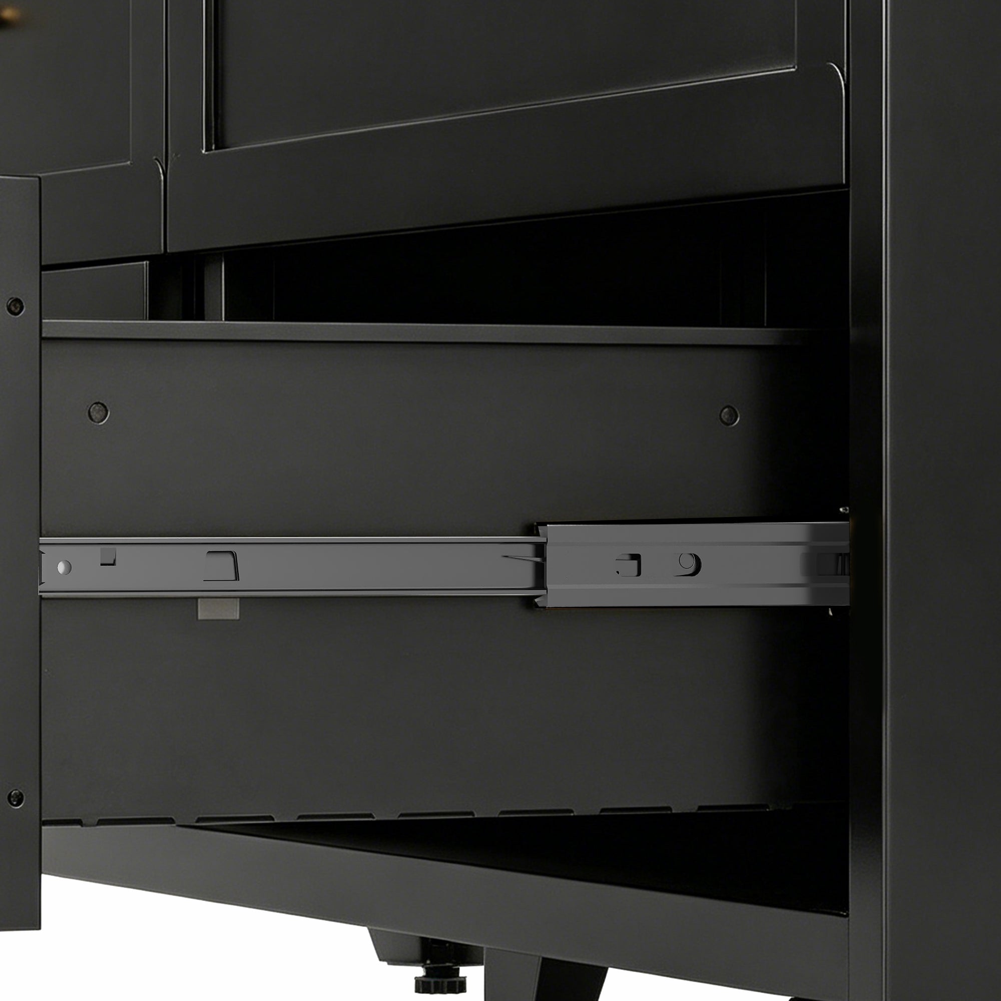 Dresser Low-Profile 7-Drawer Black Steel Smooth Glide 47.3x15.8x30.8 In