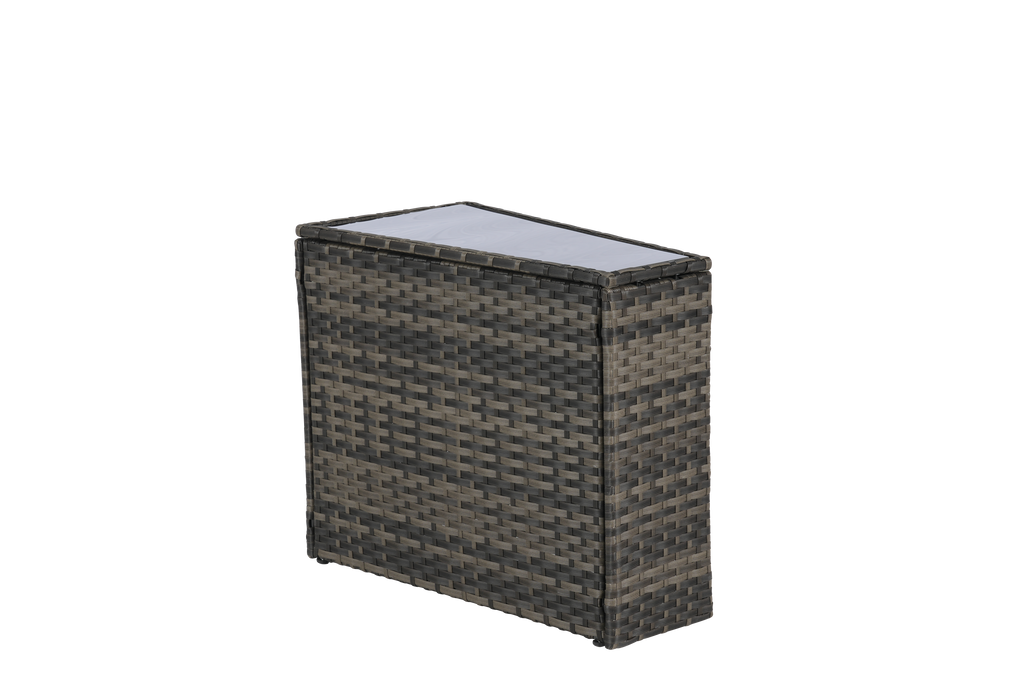 Outdoor Sectional Set PE Rattan Steel Light Gray Half Moon 7 Piece 380 LB