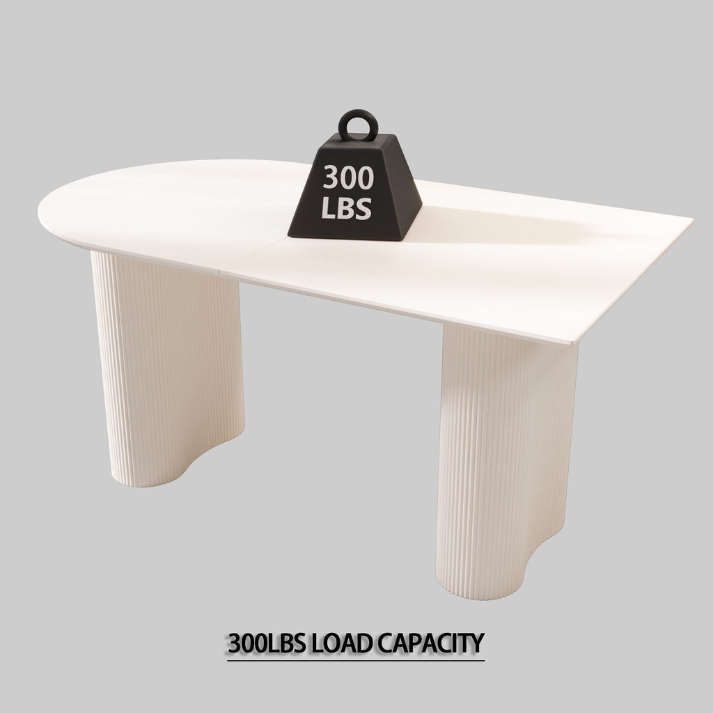 63 'medieval modern cream style MDF dining table and PU armless dining chair