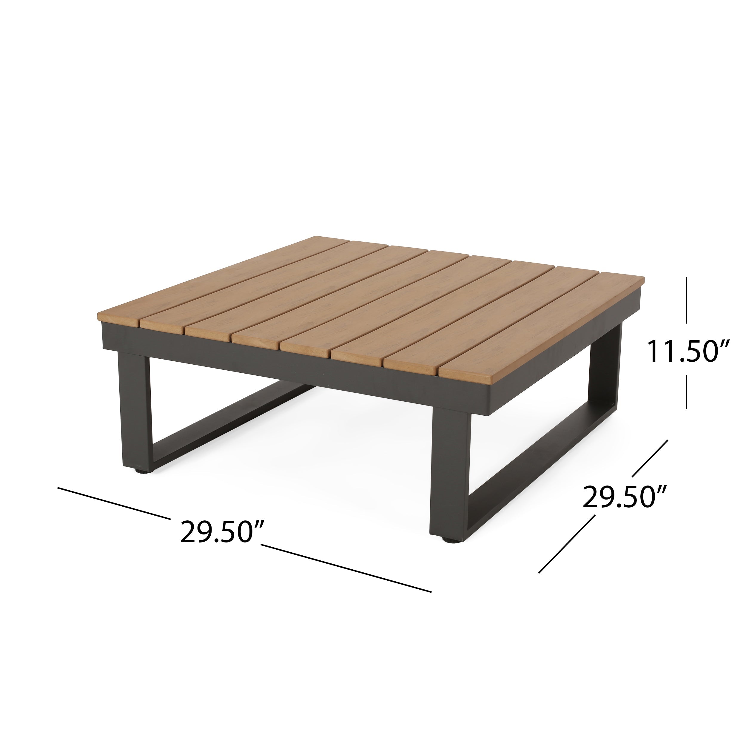 Outdoor Sectional Set Aluminum Acacia Wood Dark Gray 5 Piece Seats 5