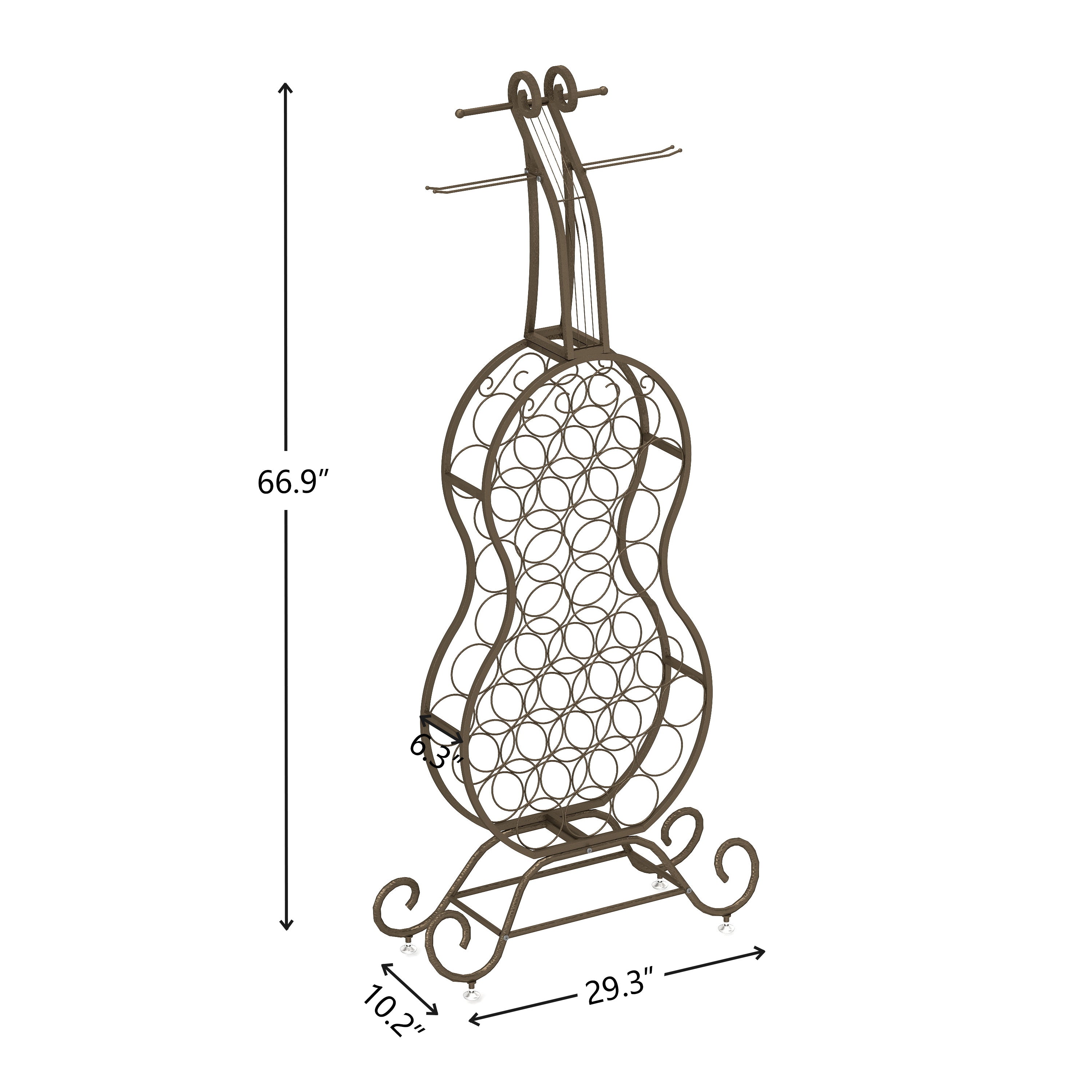 Cello Shape Wine Bakers Rack, Freestanding Wine Rack with Storage Bottle, Wine Storage Home Bar for Liquor and Wine, Organizer for Kitchen, Dining Room