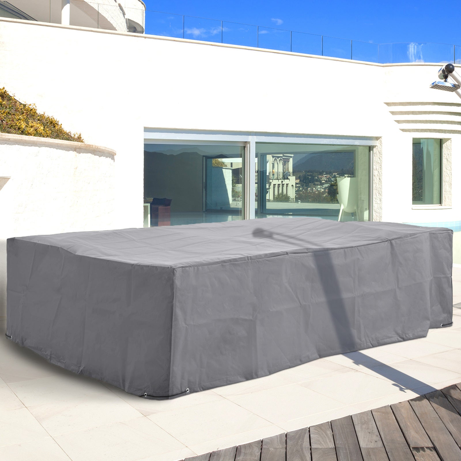 Outdoor Sectional Cover Oxford Fabric Gray Waterproof 97 x 65 x 26 In