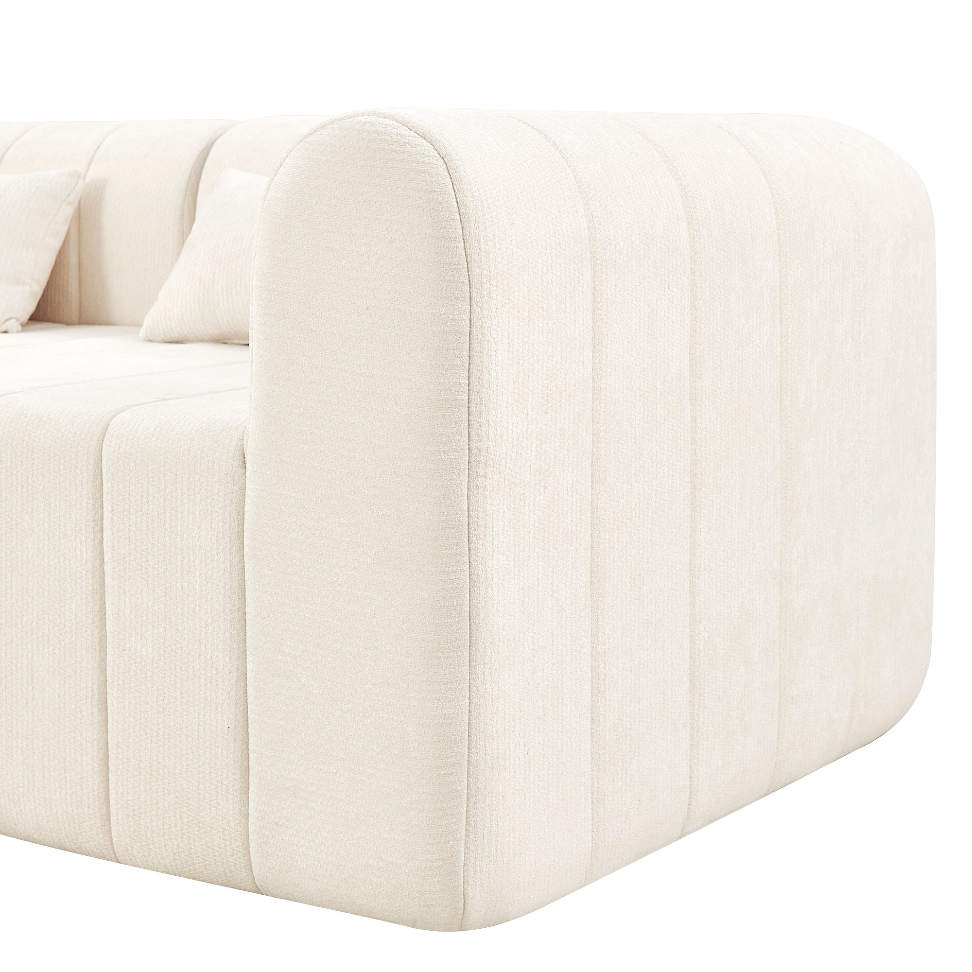 Sectional Sofa Modular Polyester Beige 4 Seat 145 In No Assembly