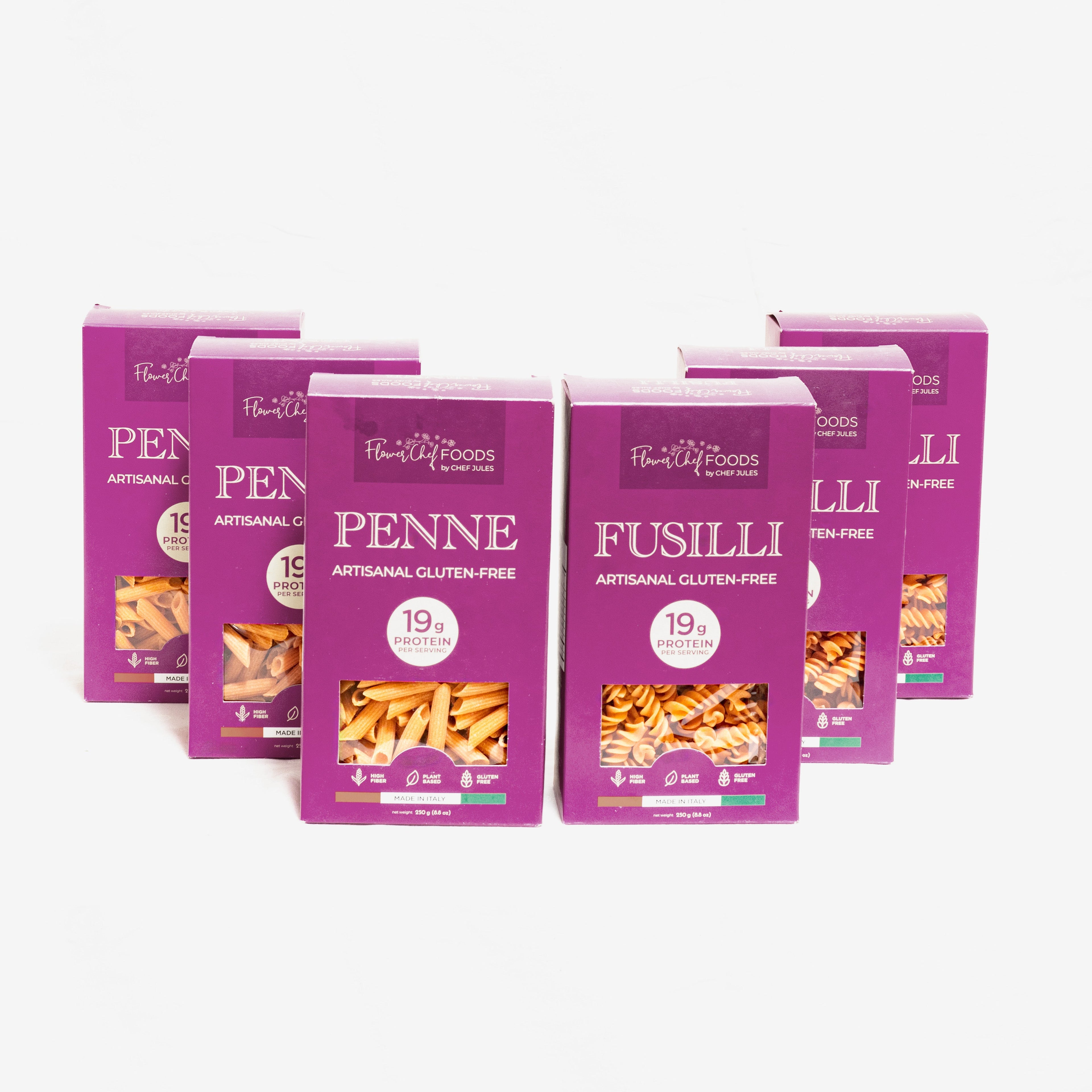 Flower Chef Gluten Free Pasta Variety Pack — Penne & Fusilli (6 Pack)