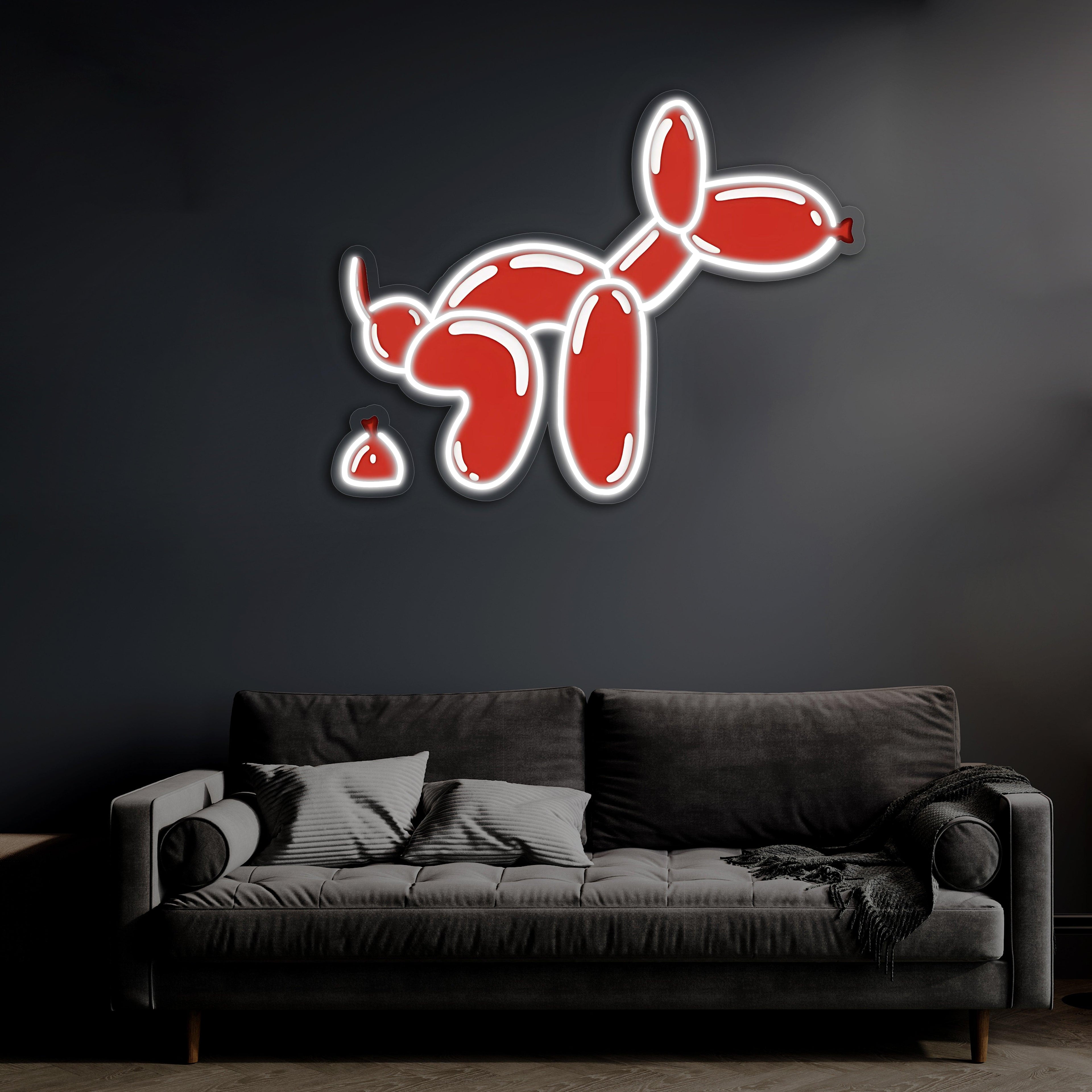 Dog Neon Wall Sign with UV Print - Modern Custom LED Light Art