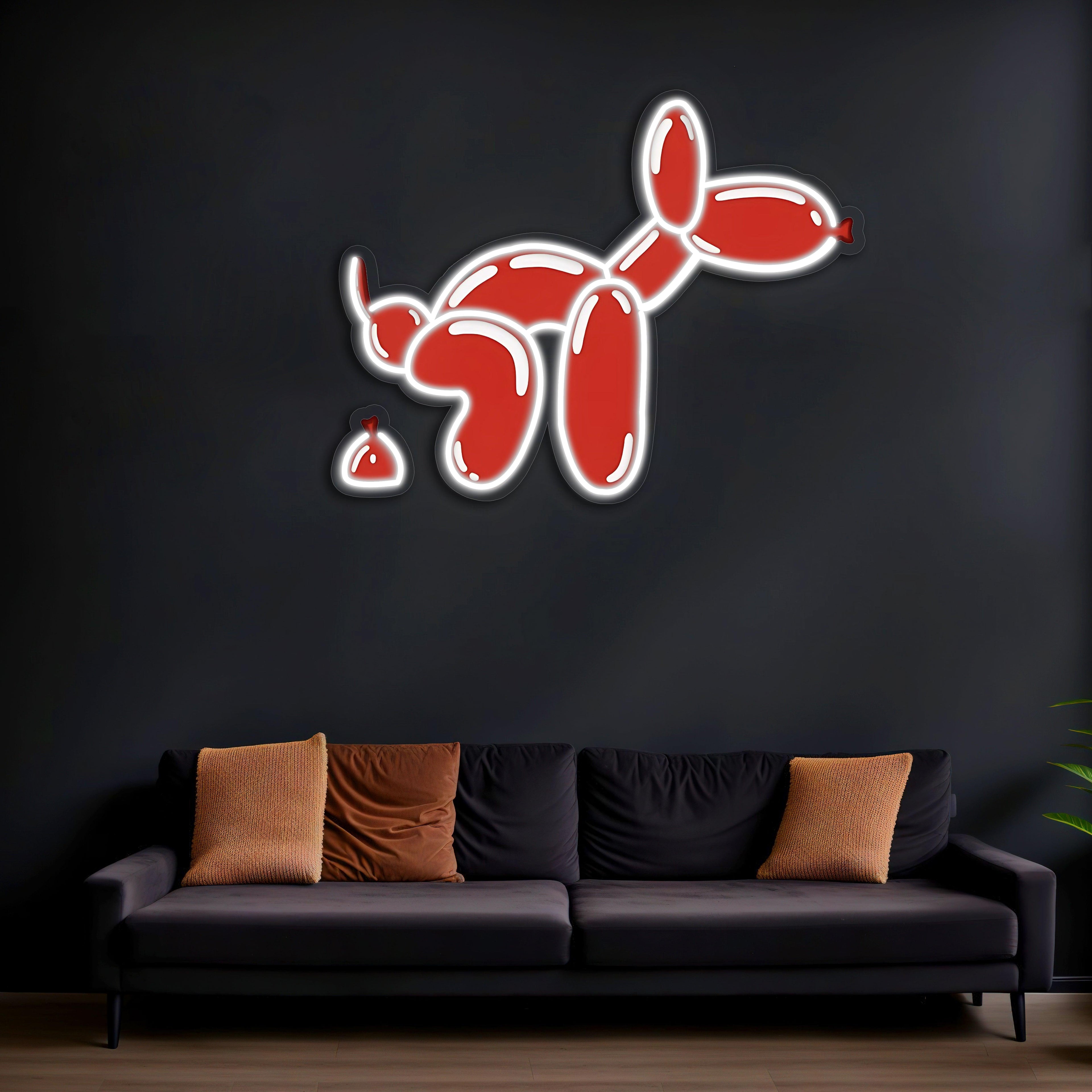 Dog Neon Wall Sign with UV Print - Modern Custom LED Light Art