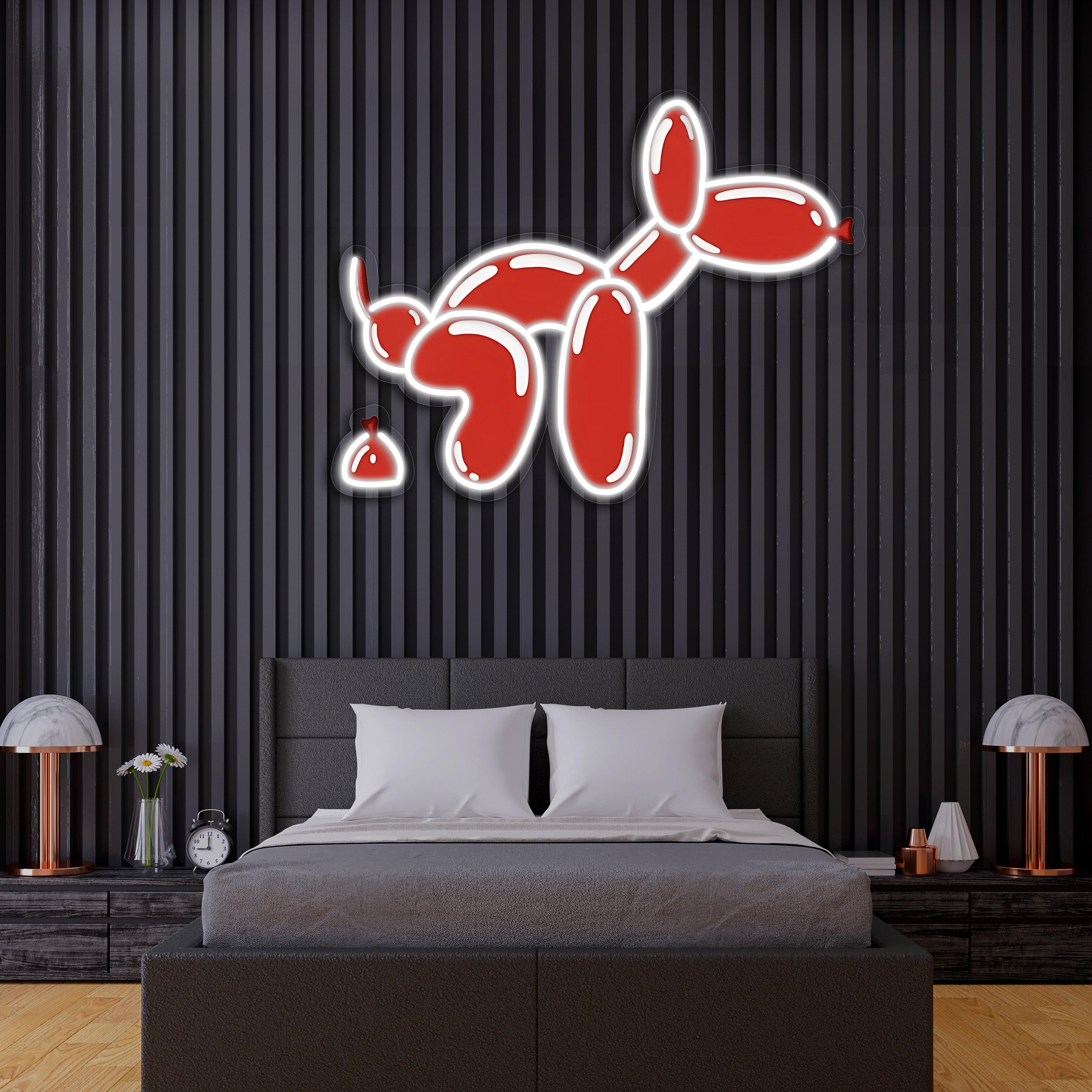 Dog Neon Wall Sign with UV Print - Modern Custom LED Light Art