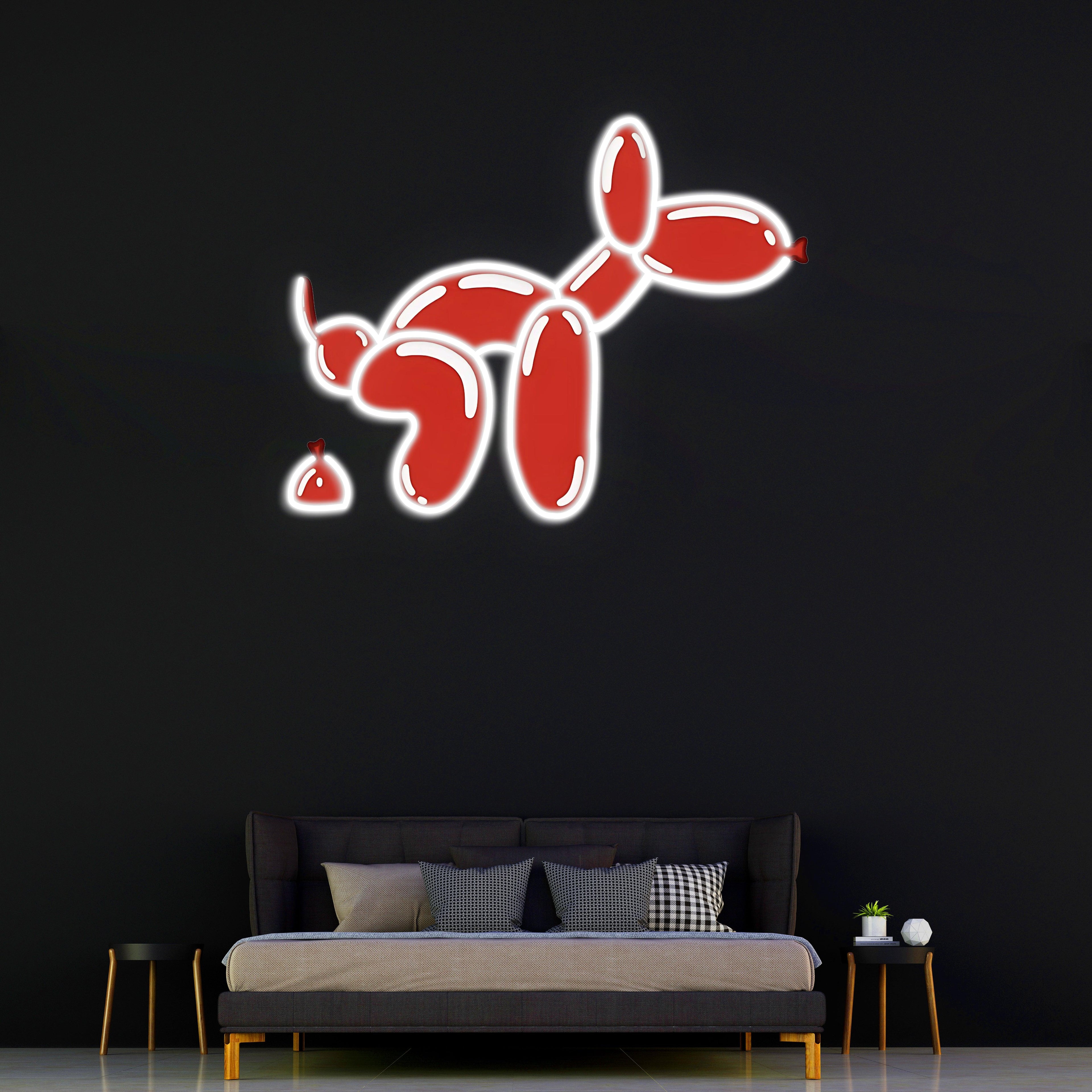 Dog Neon Wall Sign with UV Print - Modern Custom LED Light Art