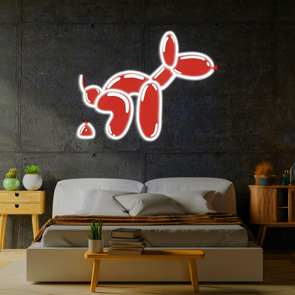 Dog Neon Wall Sign with UV Print - Modern Custom LED Light Art