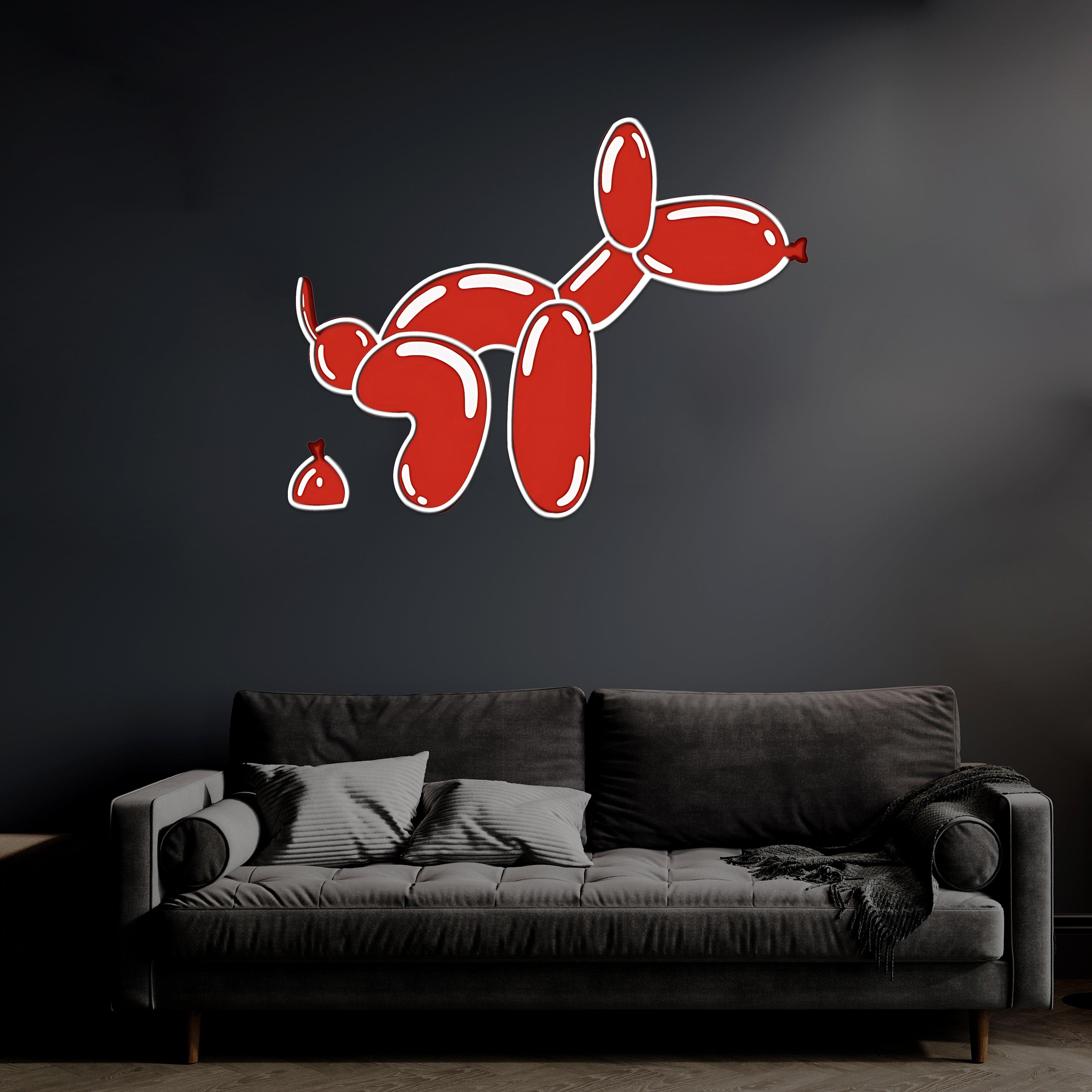 Dog Neon Wall Sign with UV Print - Modern Custom LED Light Art