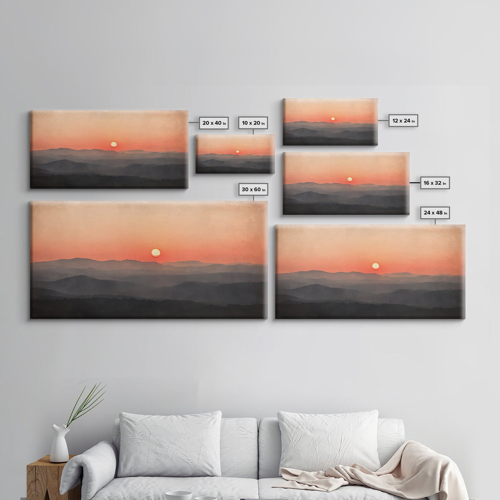 Sunrise Over The Smoky Mountains Framed Canvas Print