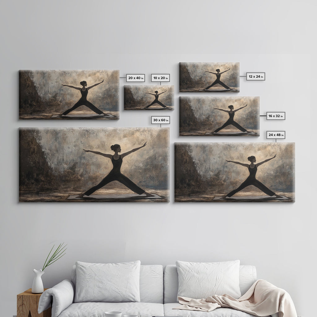 Warrior Pose Canvas Print Zen Yoga Wall Art Neutral Modern Minimalist Living Room Home Decor Therapy Art Unique Gift Idea Boho