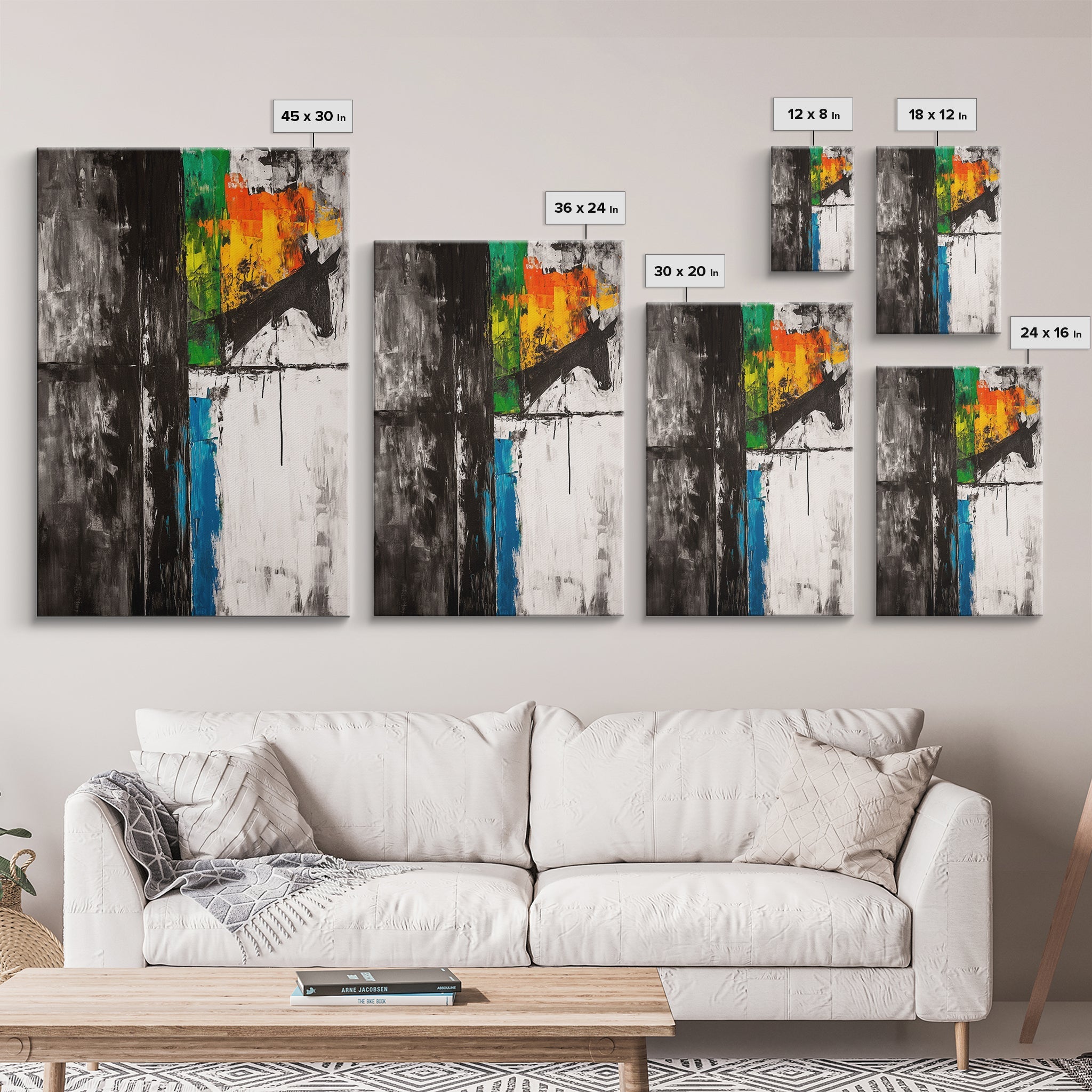 Abstract Horse, Bold Colors, Contemporary Art, Expressionist Painting, Canvas Print, Farmhouse Wall Art, Rustic Decor, Living Room Art