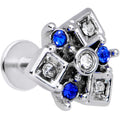 16G 1/4 Blue Gem Geometry Squares Circles Labret Monroe Tragus