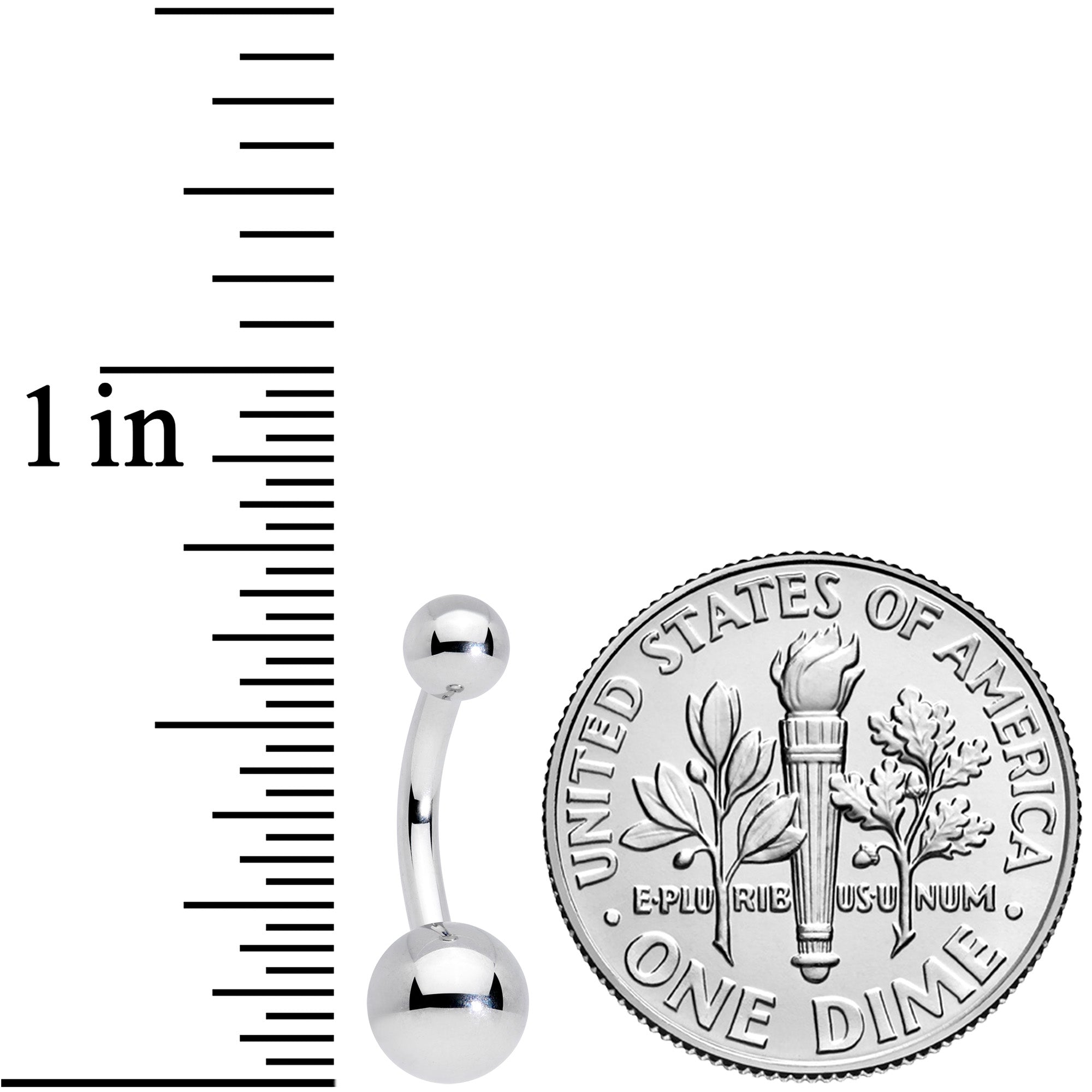 14G 5/16 Grade 23 Titanium Belly Ring Curved Barbell