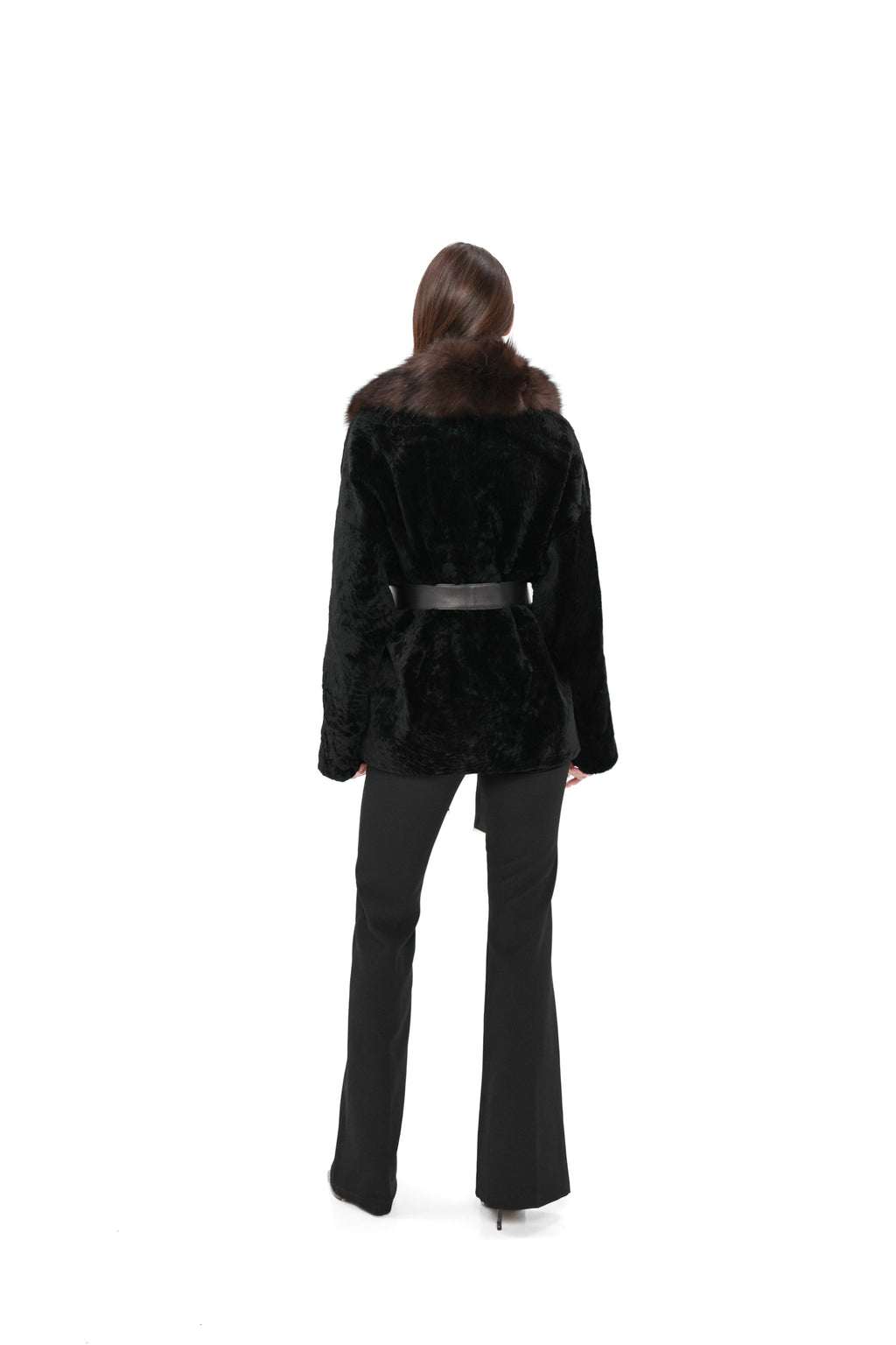 Modena Genuine Astrakhan Polar Fox Trim Coat