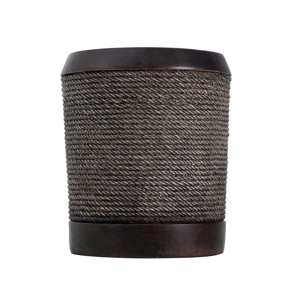 Outdoor Side Table MGO Braided Cord Cylinder Dark Brown 15.75x18in