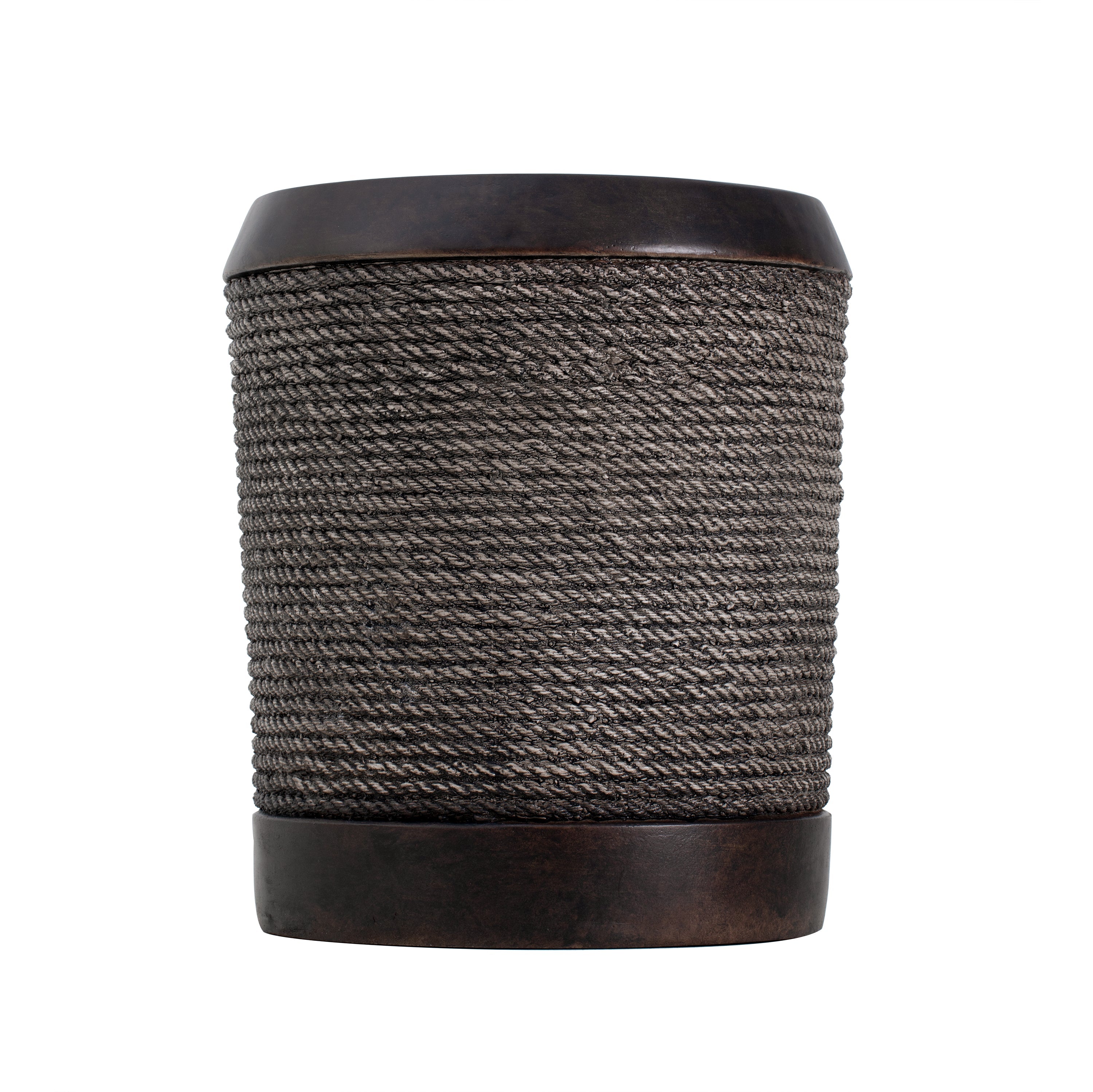 Outdoor Side Table MGO Braided Cord Cylinder Dark Brown 15.75x18in