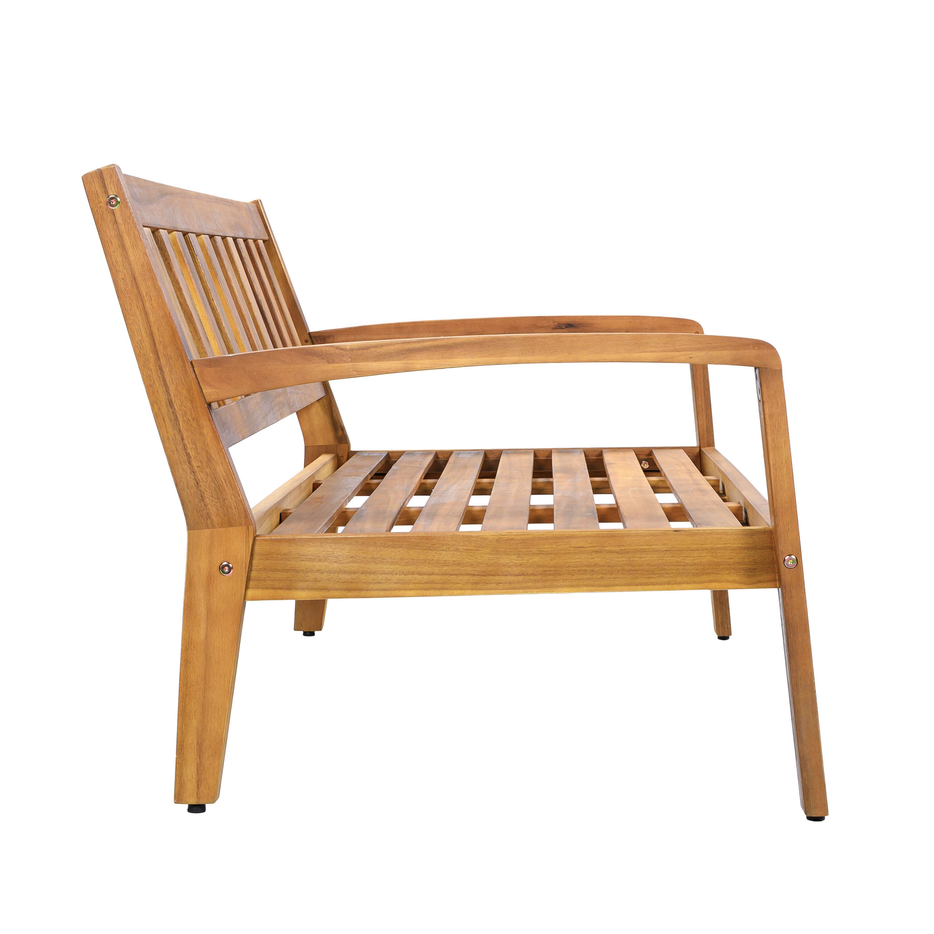 Outdoor Conversation Set Acacia Wood Teak Beige Cushion 2 Piece