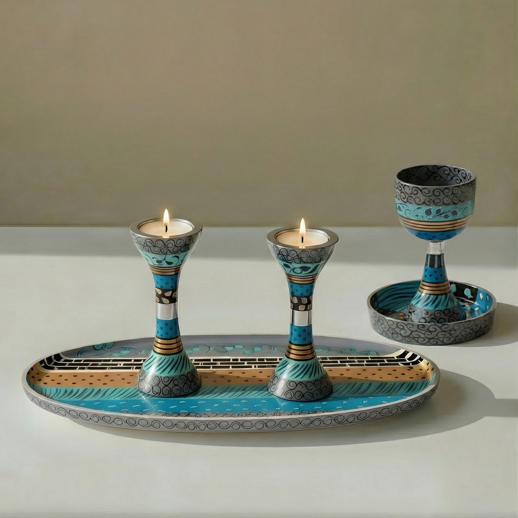 Exclusive Designer Aluminum Jewish Gift Set – Premium Shabbat Series