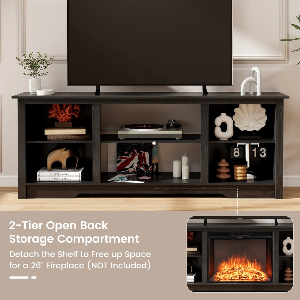 70 Inch TV Stand for up to 75 Inch Flat Screen TVs with Adjustable Shelves