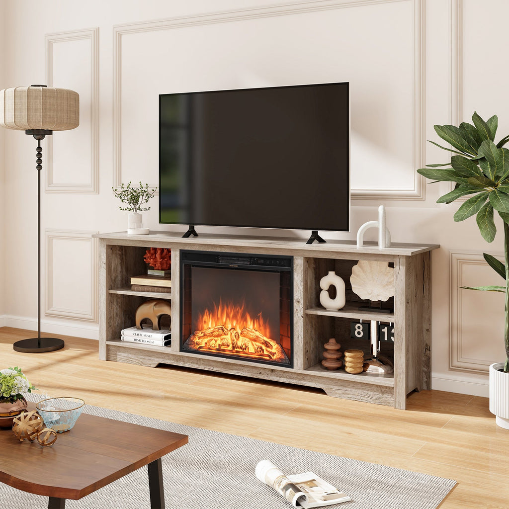 70 Inch TV Stand for up to 75 Inch Flat Screen TVs with Adjustable Shelves