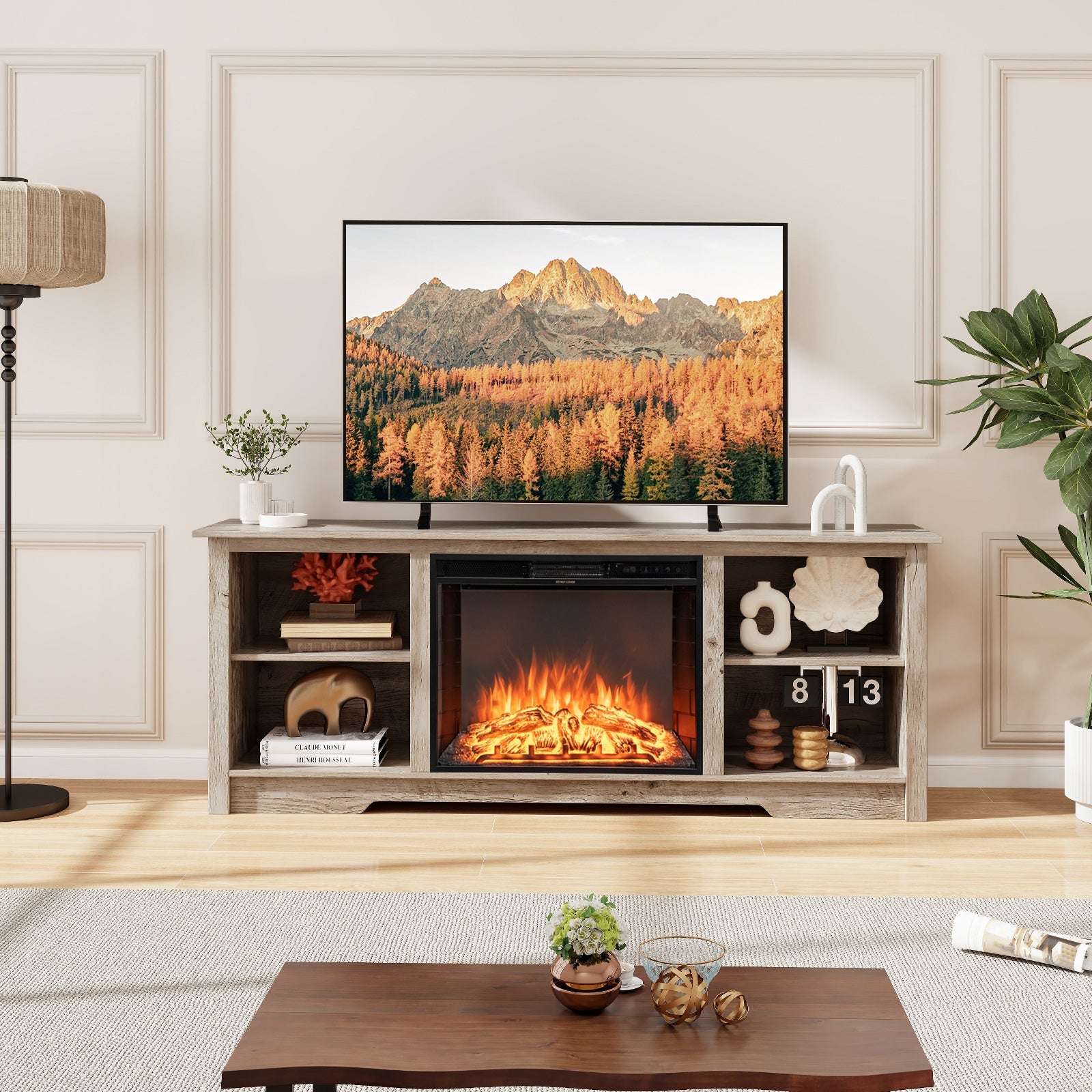70 Inch TV Stand for up to 75 Inch Flat Screen TVs with Adjustable Shelves