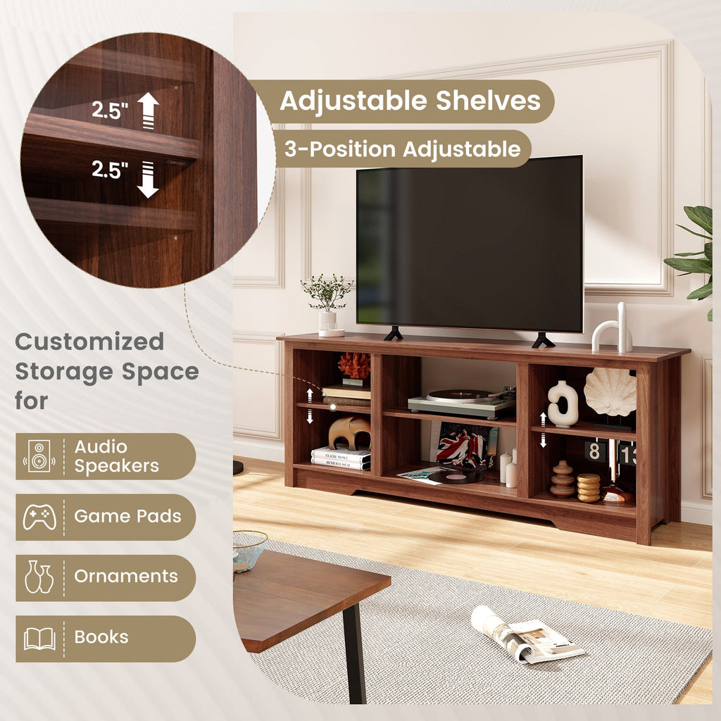 70 Inch TV Stand for up to 75 Inch Flat Screen TVs with Adjustable Shelves