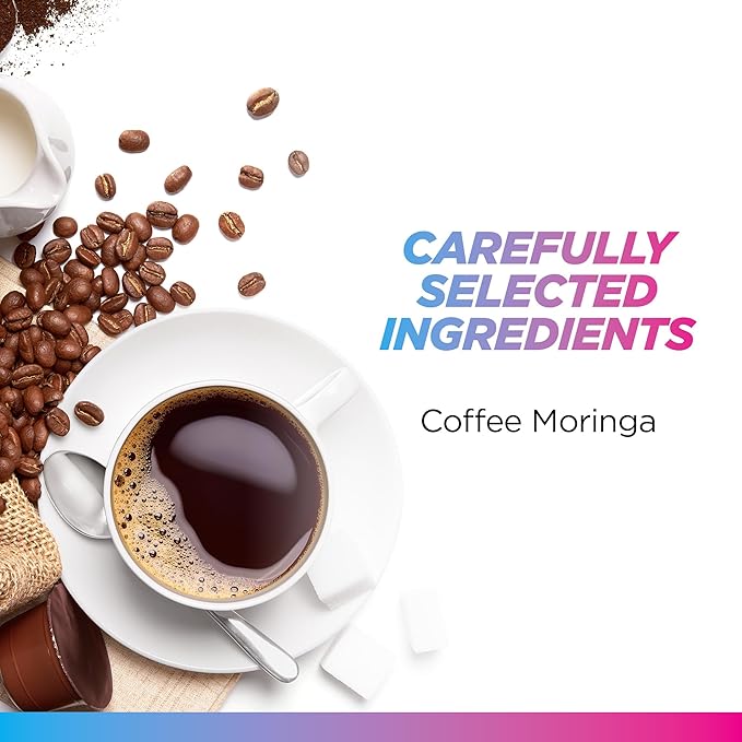 Livingood Daily Coffee with Moringa, Ground Medium Roast Coffee with Plant Based Ingredients for Morning Energy, Made with Moringa Powder, Organic, Non GMO, Vegan, Gluten Free, 20 Servings, 12 oz Bag