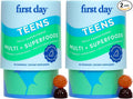 FIRST DAY Vitamins for Teens - Teen Multi Vitamins for Girls & Boys 12-17, Organic Fruit & Veggie Blend - 12 Key Nutrients: Vitamins A, B1, B2, B6, B9, B12, C, D3, E, K2-60 Day Supply