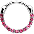 16G 3/8 Pink Gem Paved Cartilage Clicker