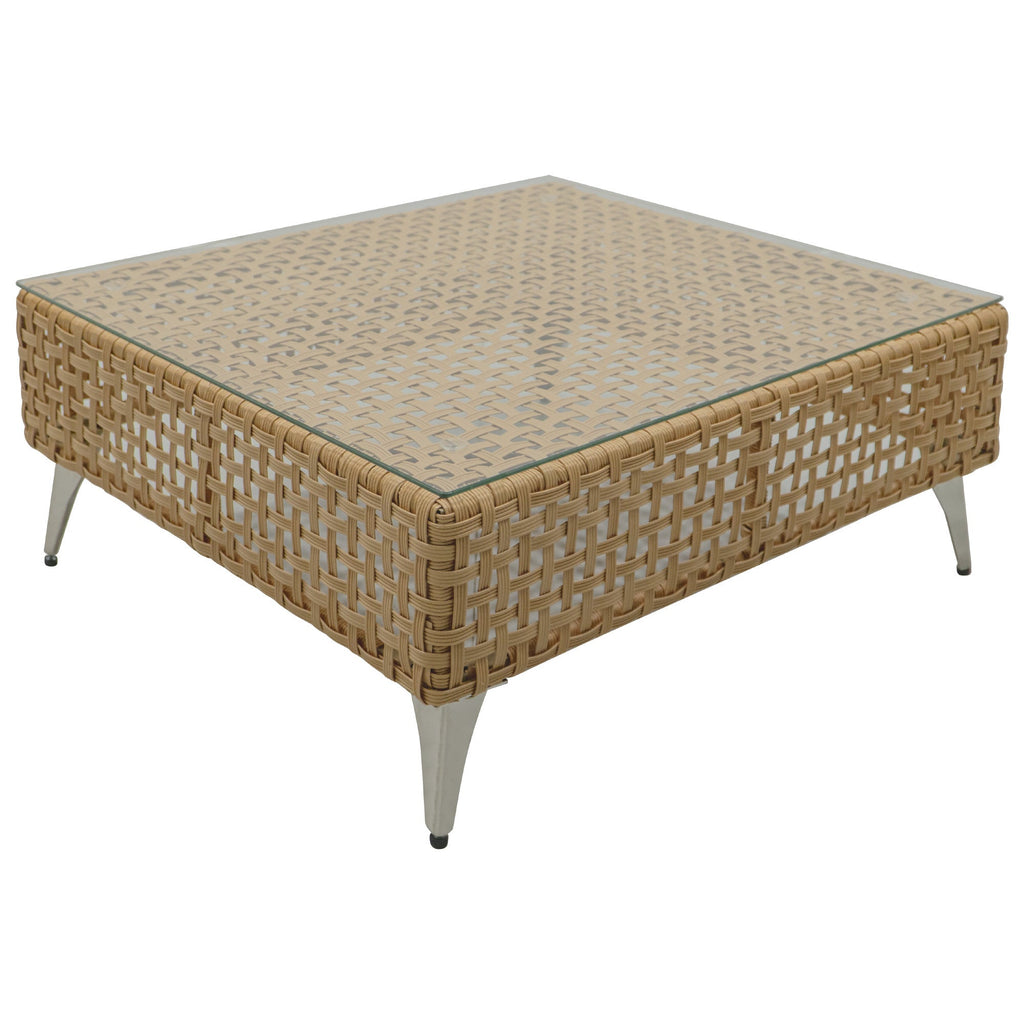 Outdoor Patio Set with Fire Pit Table Rattan Metal Beige 8 Piece