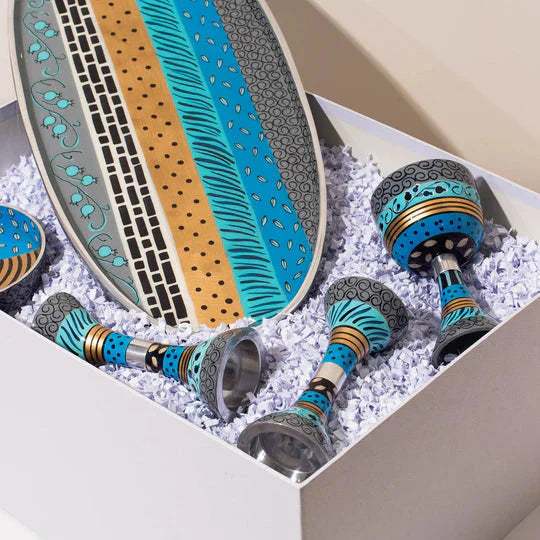 Exclusive Designer Aluminum Jewish Gift Set – Premium Shabbat Series