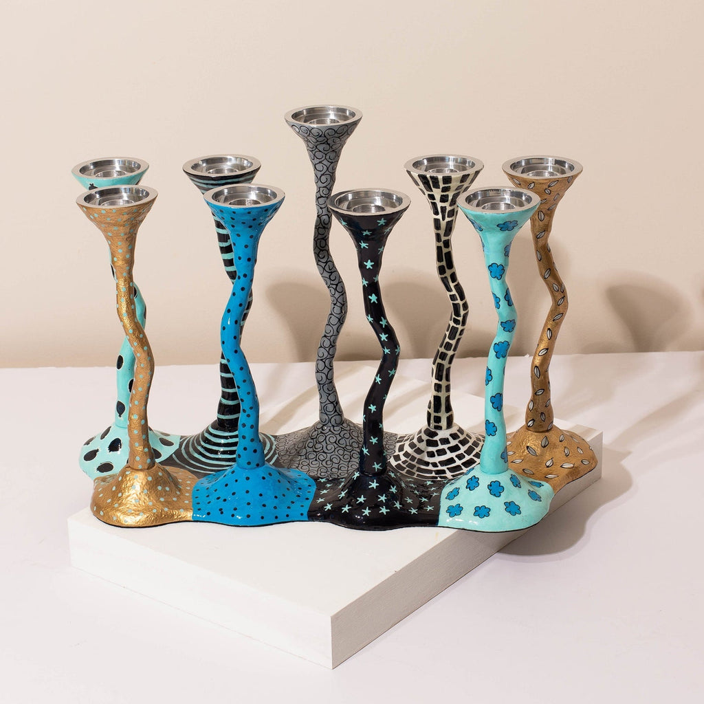 Colorful Luxury Aluminum Menorah for Hanukkah - Curvix Series