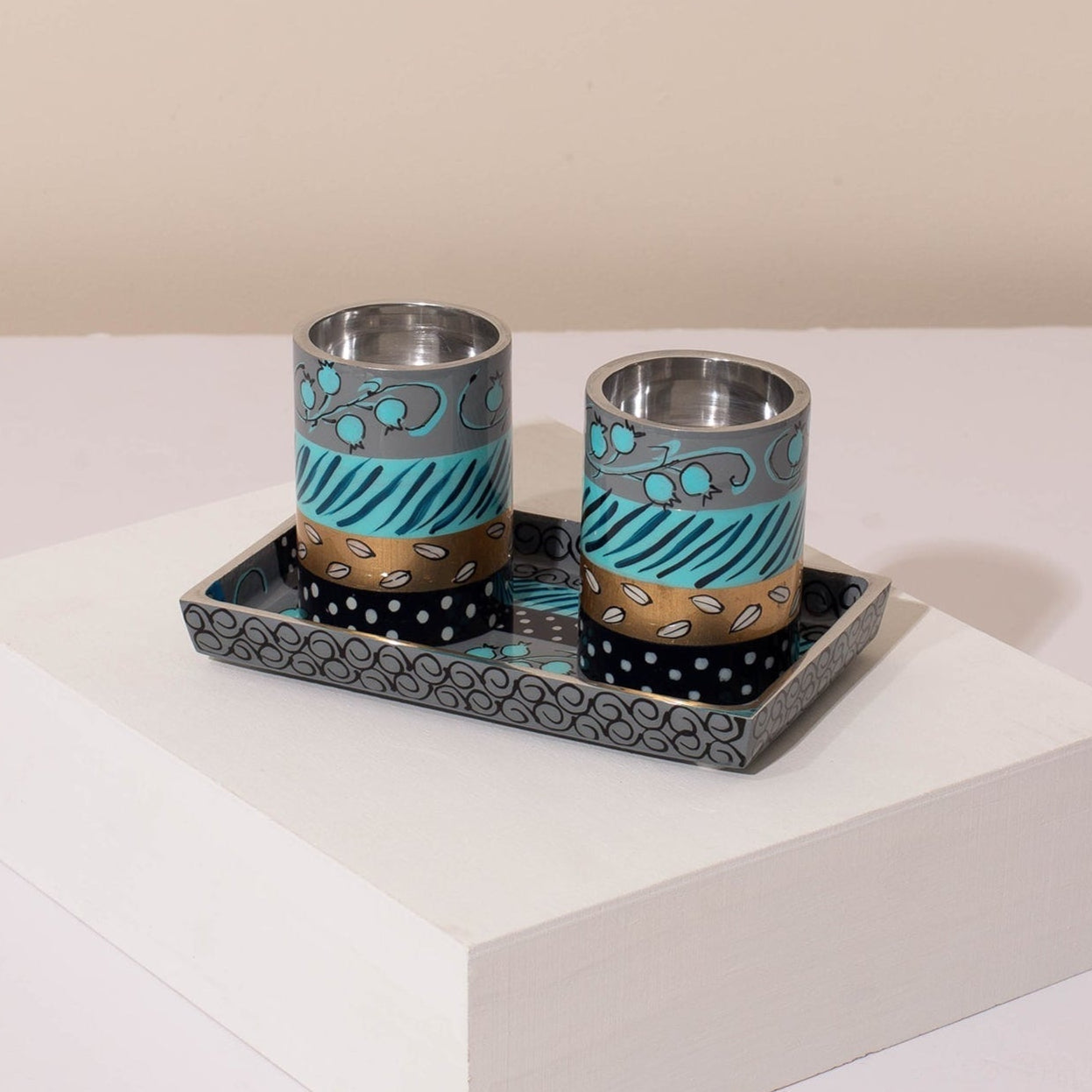 Cast Aluminum Handmade Candle Holders with Tray – Glow Set Series